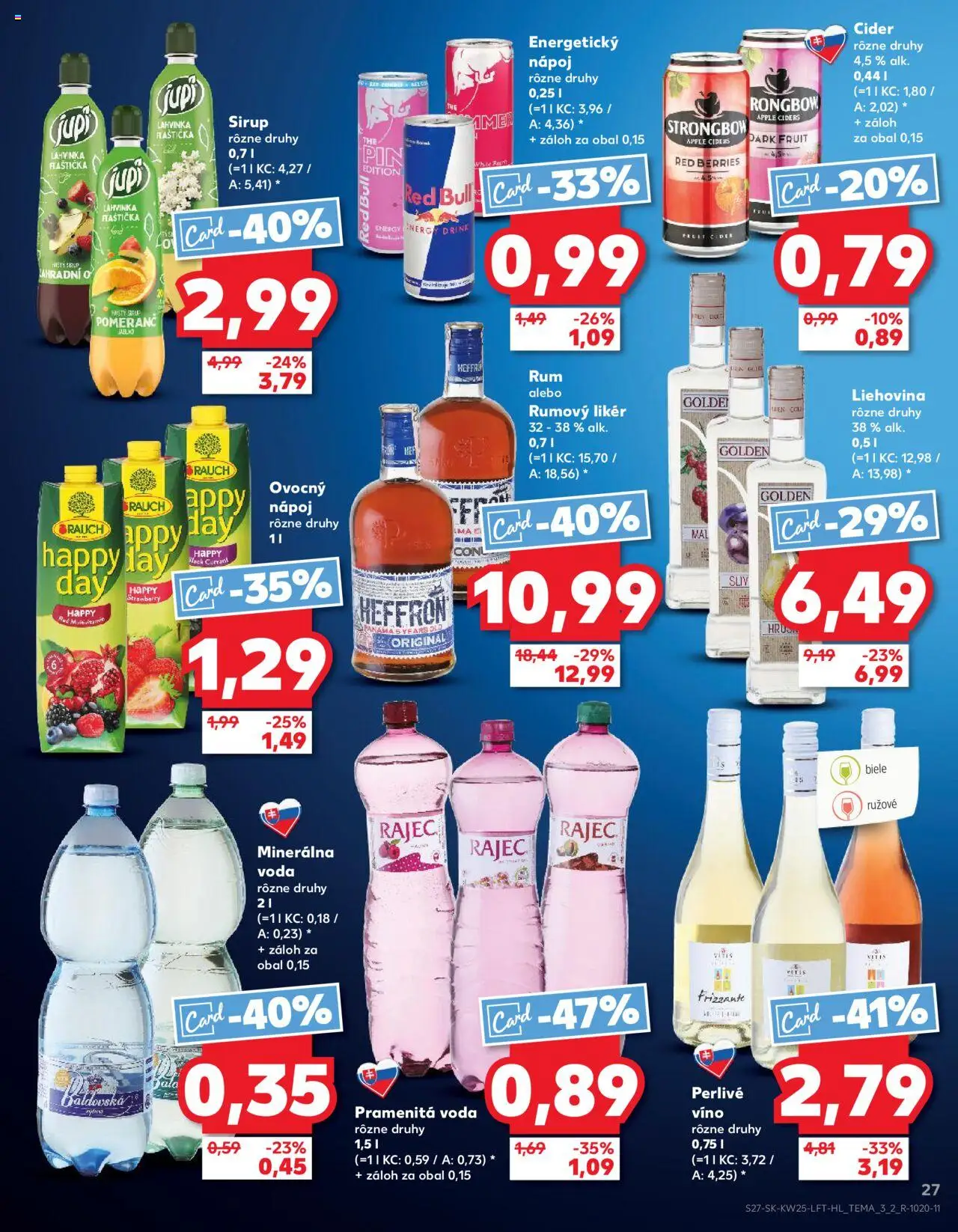 Nové Kaufland akcie – leták je platný od 19.06.2025 | Strana: 27 | Produkty: Víno, Voda, Minerálna voda, Perlivé víno