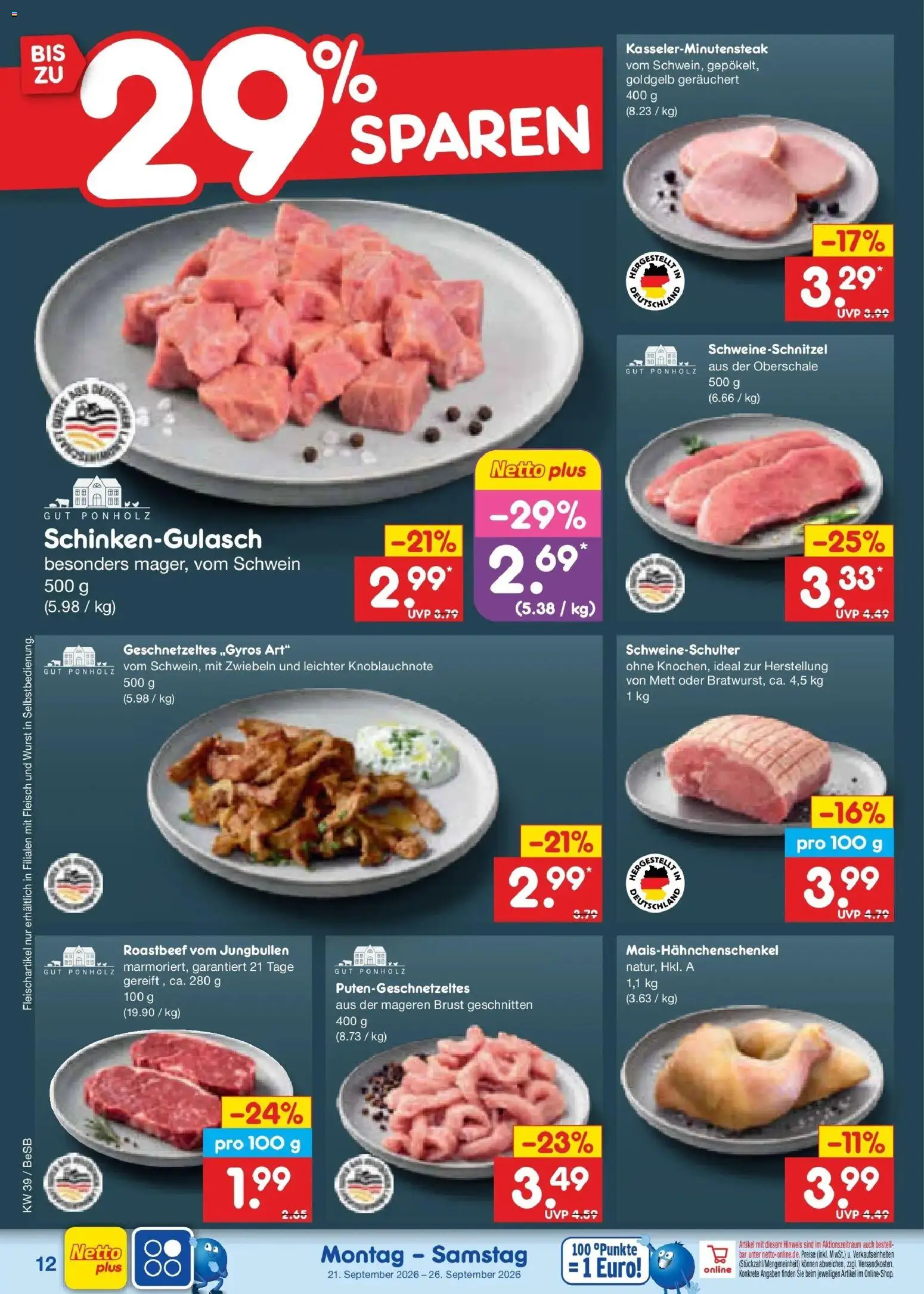 Netto Marken-Discount Prospekt Berlin-Prenzlauer Berg – gültig ab 21.09.2026 | Seite: 20 | Produkte: Schnitzel, Zwiebeln, Wurst, Fleisch
