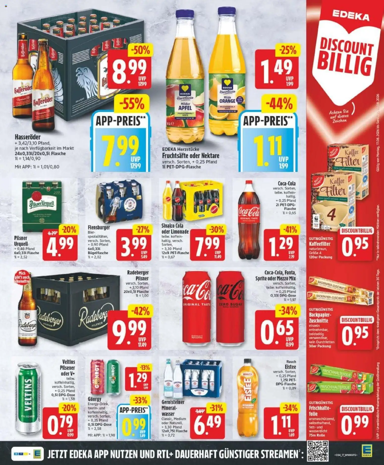 Edeka Prospekt Hannover – gültig ab 17.08.2026 | Seite: 17 | Produkte: Sinalco, Coca cola, Oder mezzo mix, Hasseröder