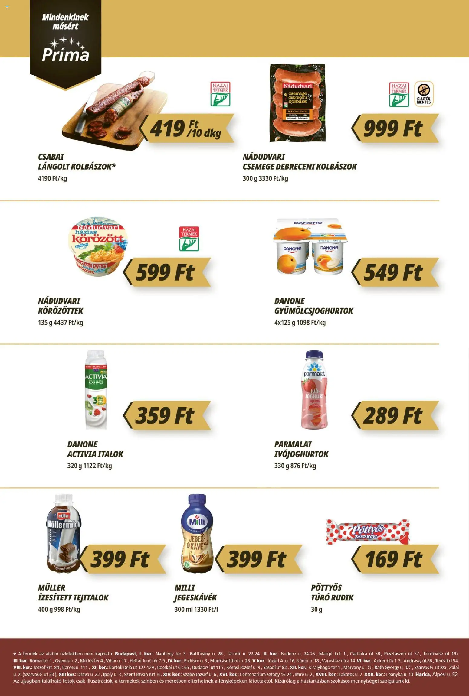 CBA Príma akciós ujság - amely érvényes a következő dátumtól: 11.06.2026 | Oldal: 2 | Termékek: Debreceni kolbász, Kolbász, Joghurt, Túró