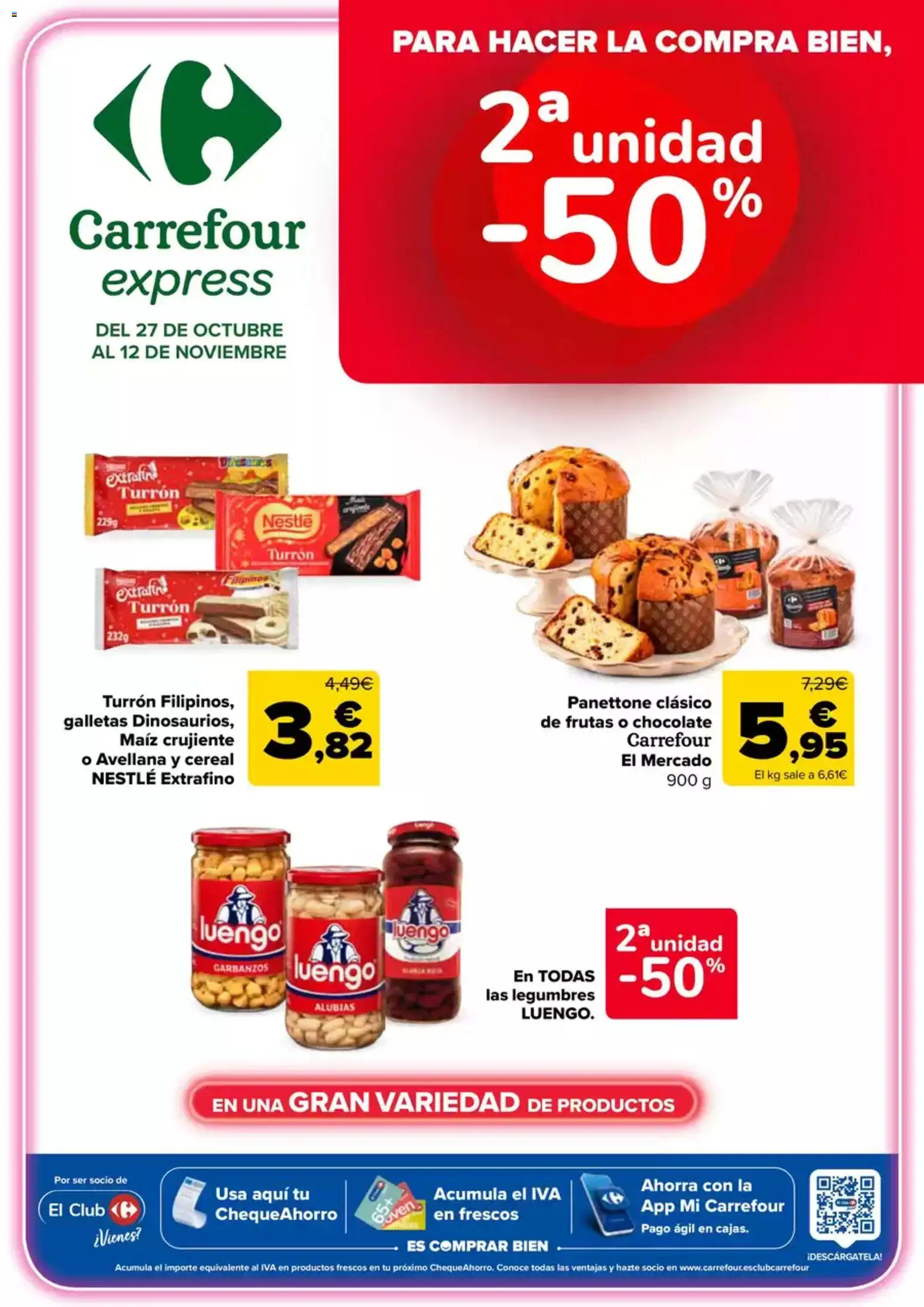 Carrefour Express folleto │ válido desde el 27/10/2026 | Página: 1 | Productos: Maíz, Chocolate, Galletas, Legumbres