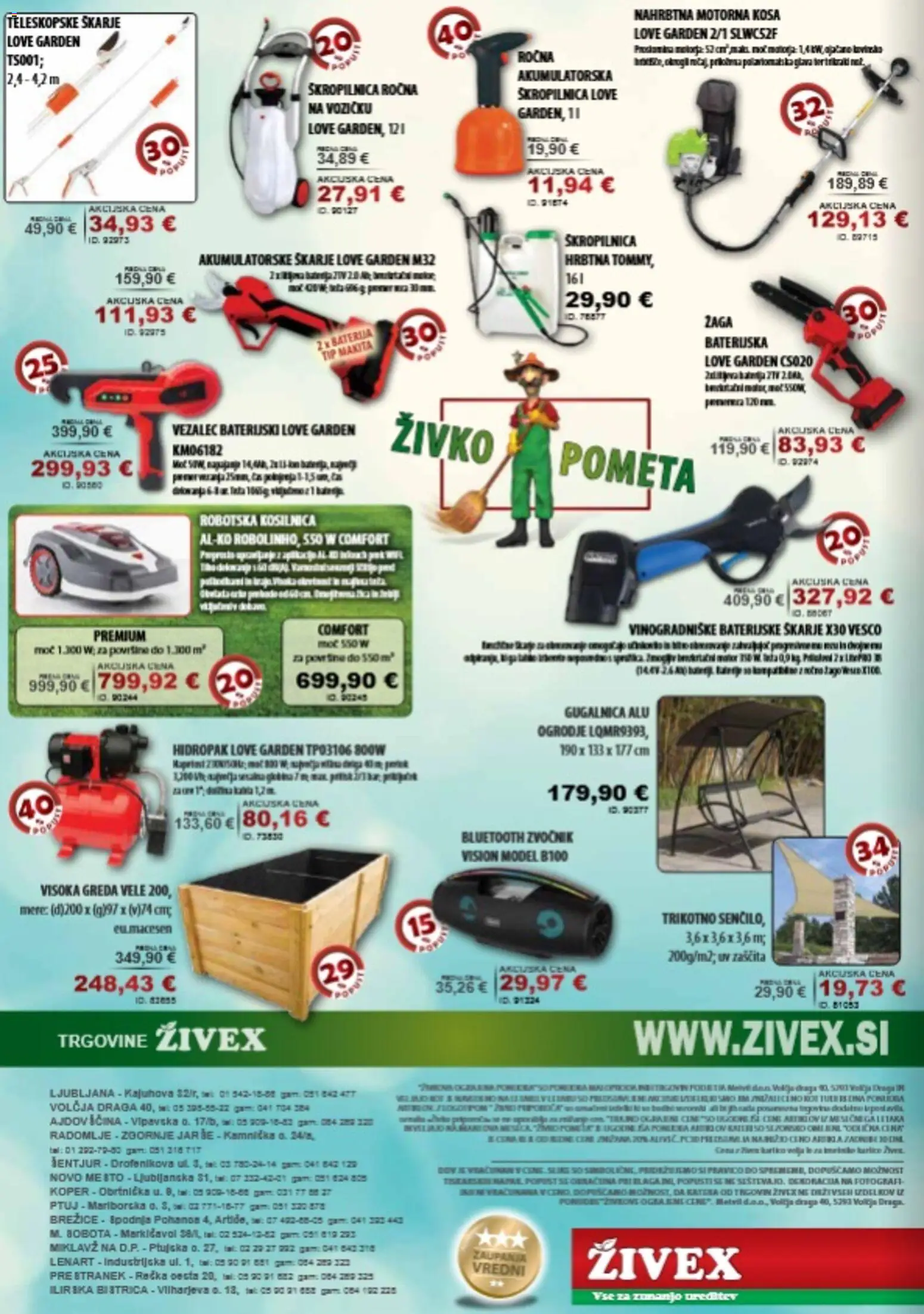 Novi Živex katalog ponudbe – veljaven od 10.06.2026 | Stran: 12 | Izdelki: Zvocnik, Kosilnica, Gugalnica, Robotska kosilnica