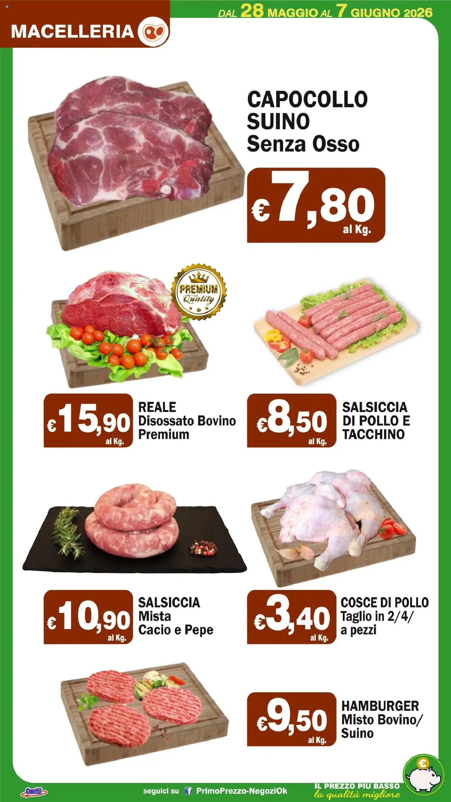 Volantino Primo Prezzo del 28.05.2026 | Pagina: 34 | Prodotti: Pollo, Suino, Pepe, Cosce di pollo