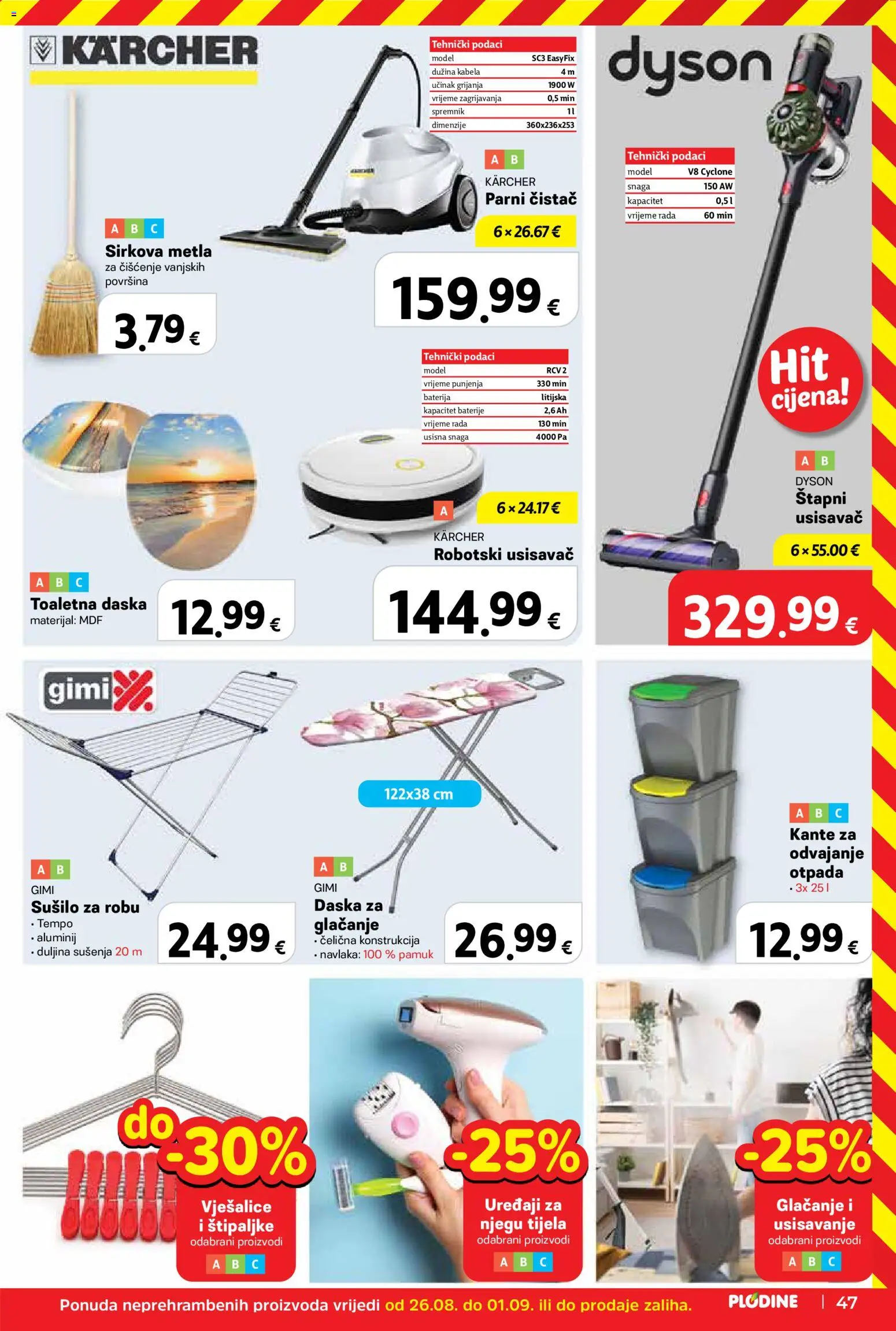 Plodine katalog | vrijedi od 02.09.2026 | Stranica: 47 | Proizvodi: Robot, Baterija, Metla, Daska za glačanje