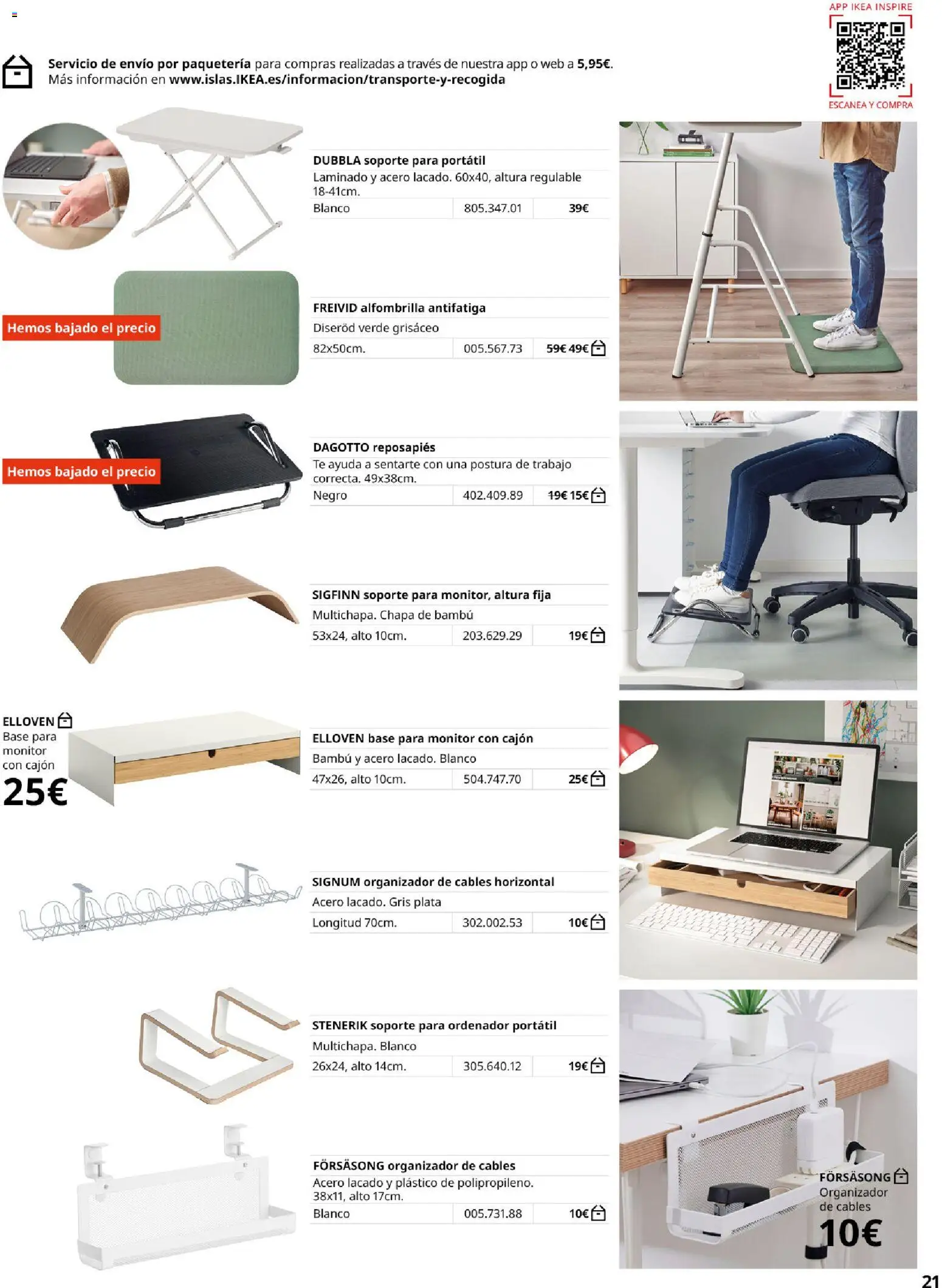 Catálogo IKEA Oficina en casa │ válido desde el 01.02.2026 | Página: 21 | Productos: Soporte para ordenador portátil, Alfombrilla, Organizador, Reposapiés