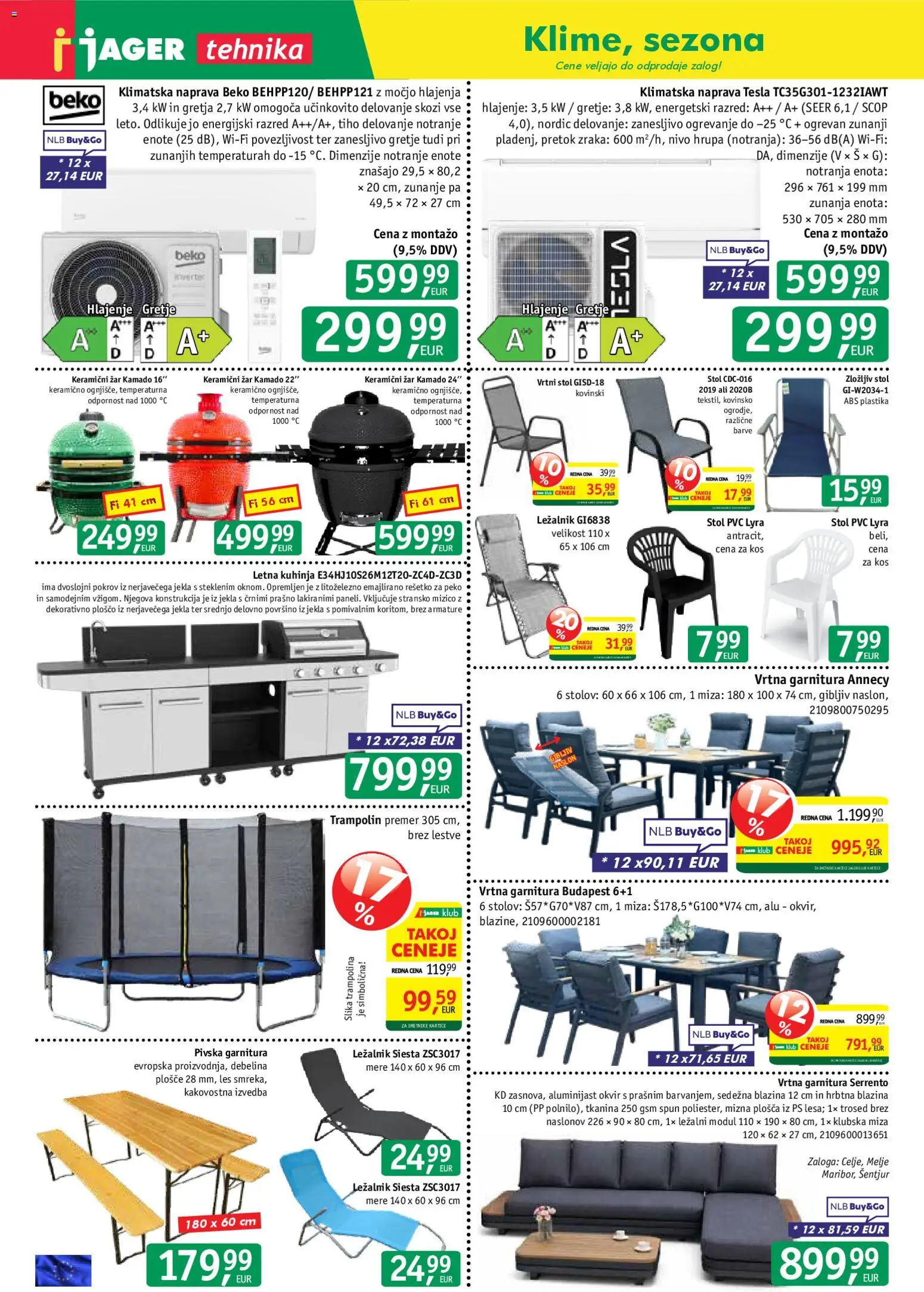Novi Jager katalog ponudbe – veljaven od 22.07.2026 | Stran: 14 | Izdelki: Klimatska naprava, Vrtni stol, Zar, Blazina