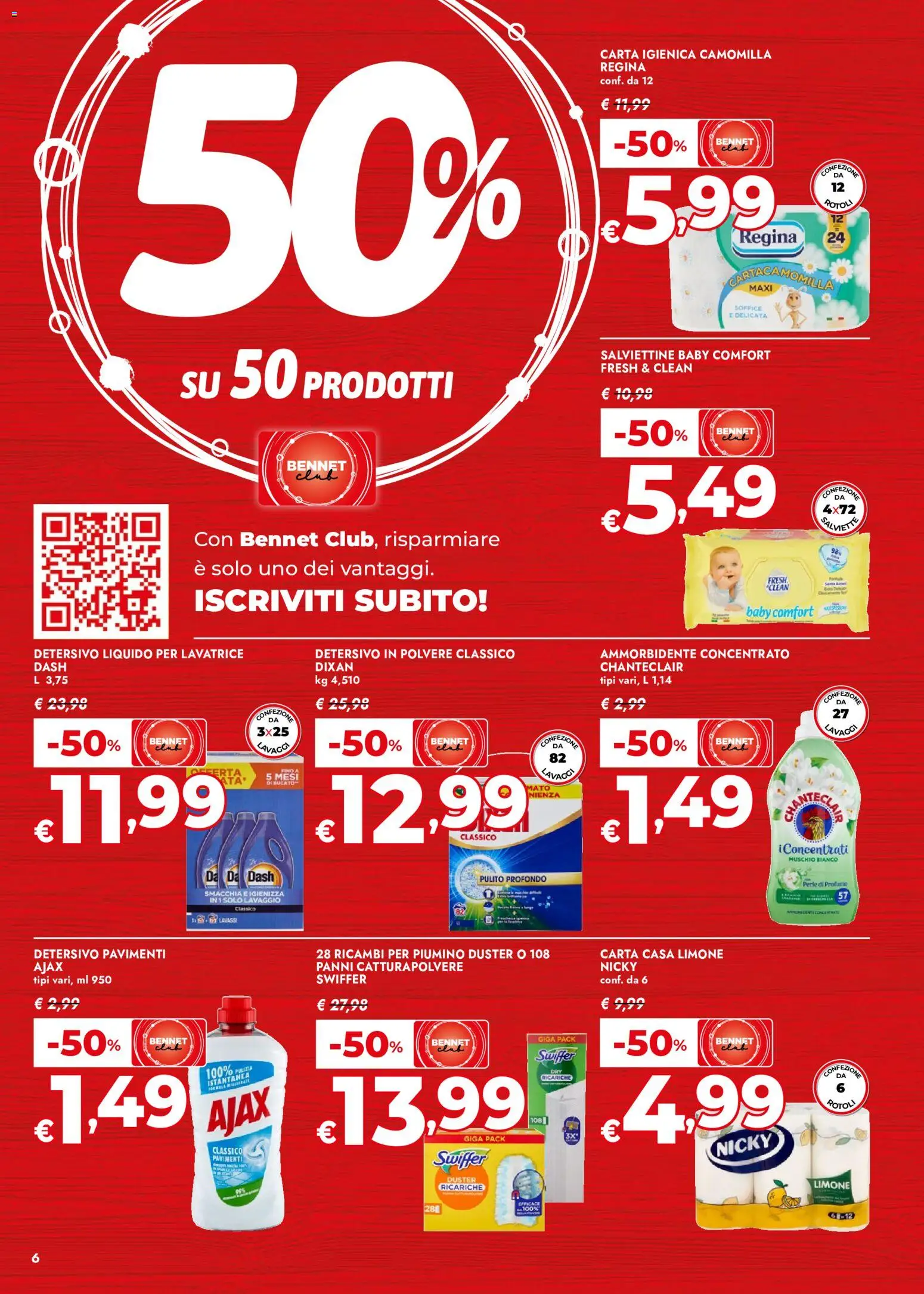 Volantino bennet del 30/07/2026 | Pagina: 6 | Prodotti: Carta igienica, Limone, Lavatrice, Profumo