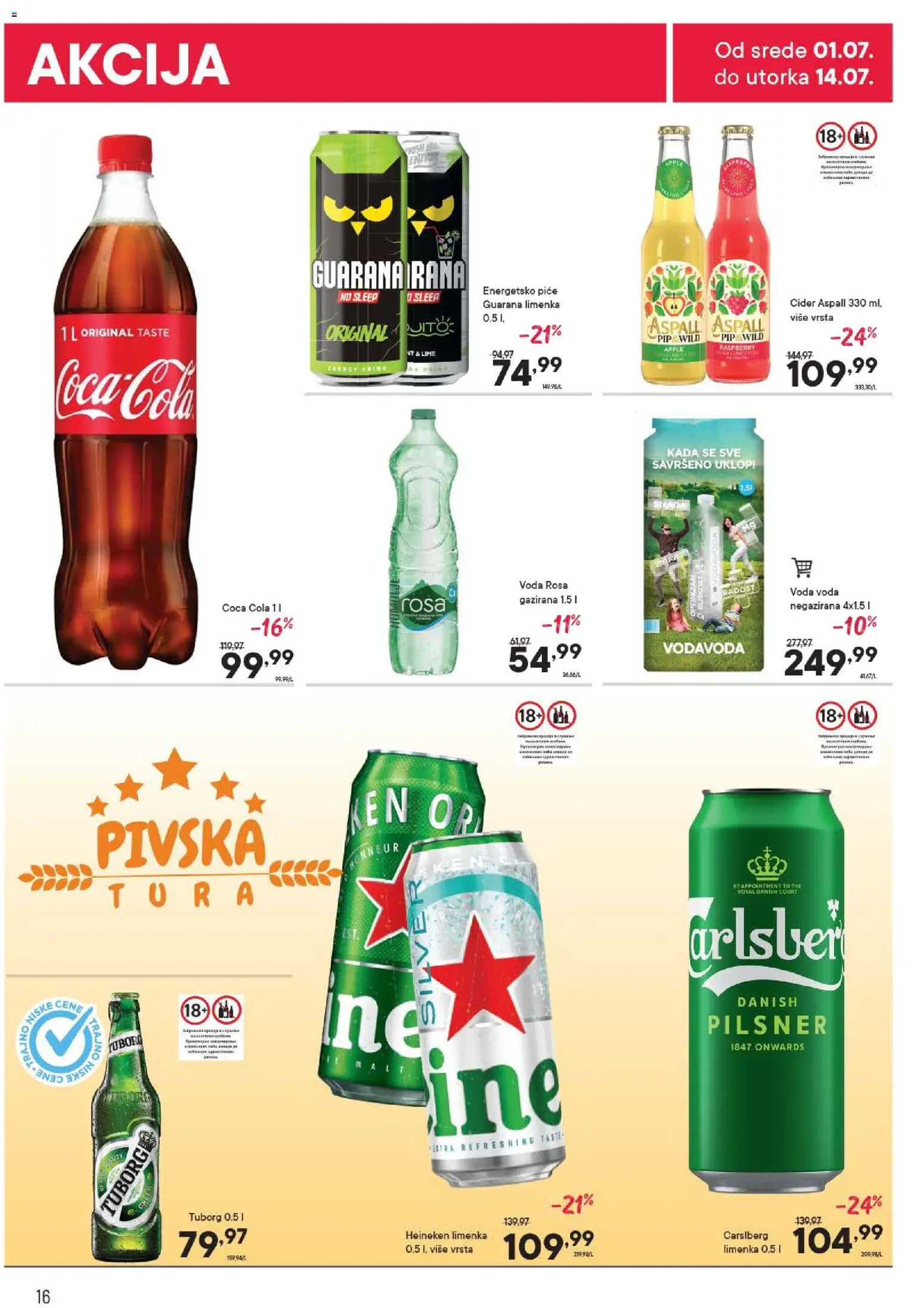 PerSu katalog - važi od 01.07.2026 | Strana: 16 | Proizvode: Heineken, Tuborg, Cider, Voda