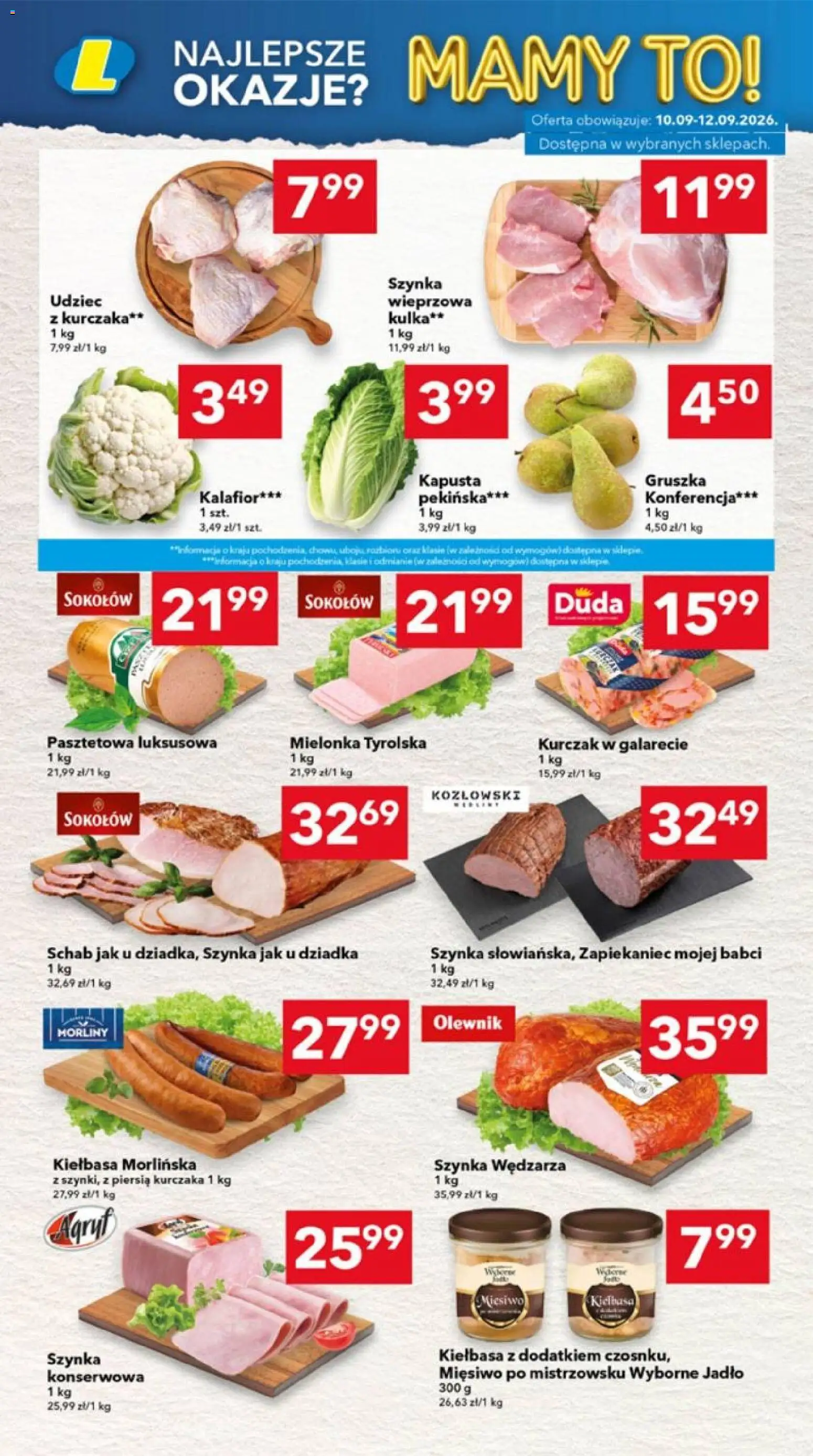 Lewiatan gazetka - Ostrów Wielkopolski od 10.09.2026 | Strona: 2 | Produkty: Kalafior, Schab, Mielonka tyrolska, Szynka