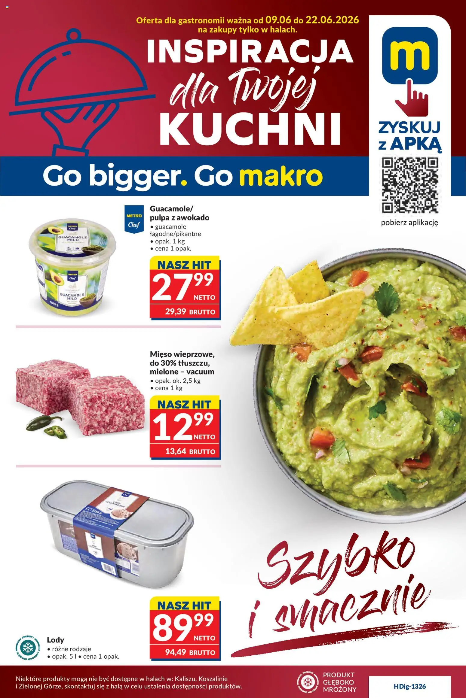 Makro gazetka - Oferta dla gastronomii od 09.06.2026 | Strona: 1 | Produkty: Mięso, Lody, Awokado