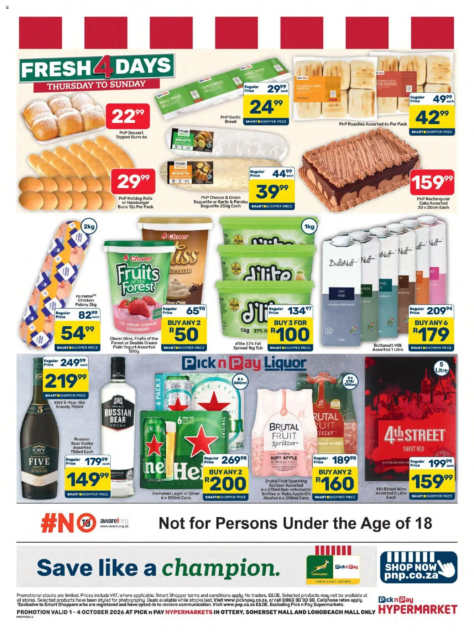 New Pick n Pay catalogue – valid from 01/10/2026 | Page: 2 | Products: Spread, Yoghurt, Chicken, Onion