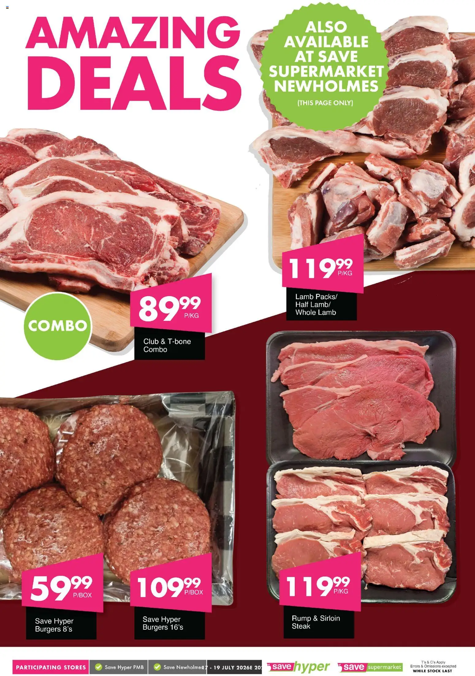 New Save catalogue – valid from 17/07/2026 | Page: 7 | Products: Steak, Burgers, Stock