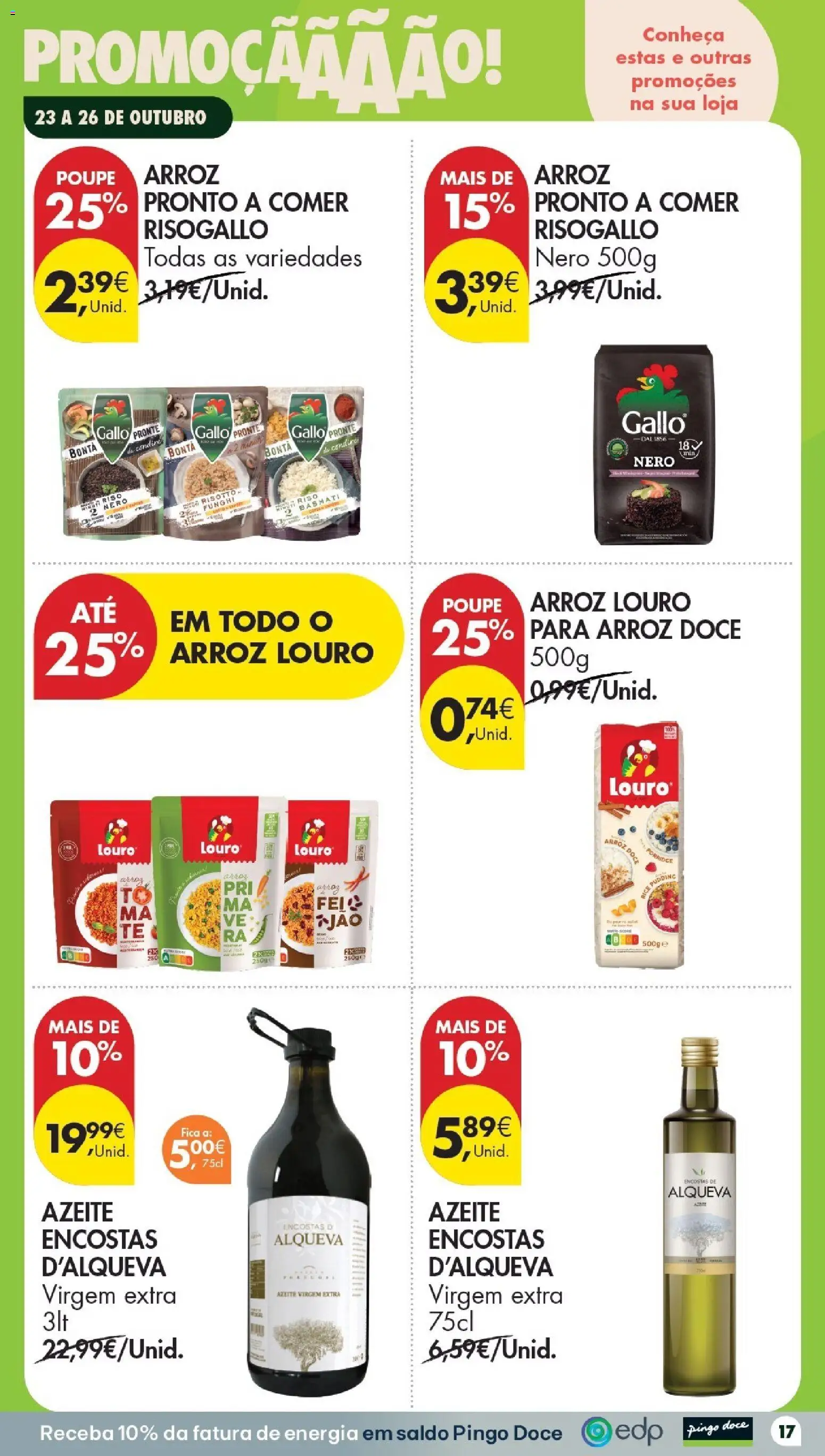 Pingo Doce Folheto Poupe Este Fim de Semana │ válido de 23/10/2026 | Página: 17 | Produtos: Azeite, Louro, Arroz, Azeite virgem extra