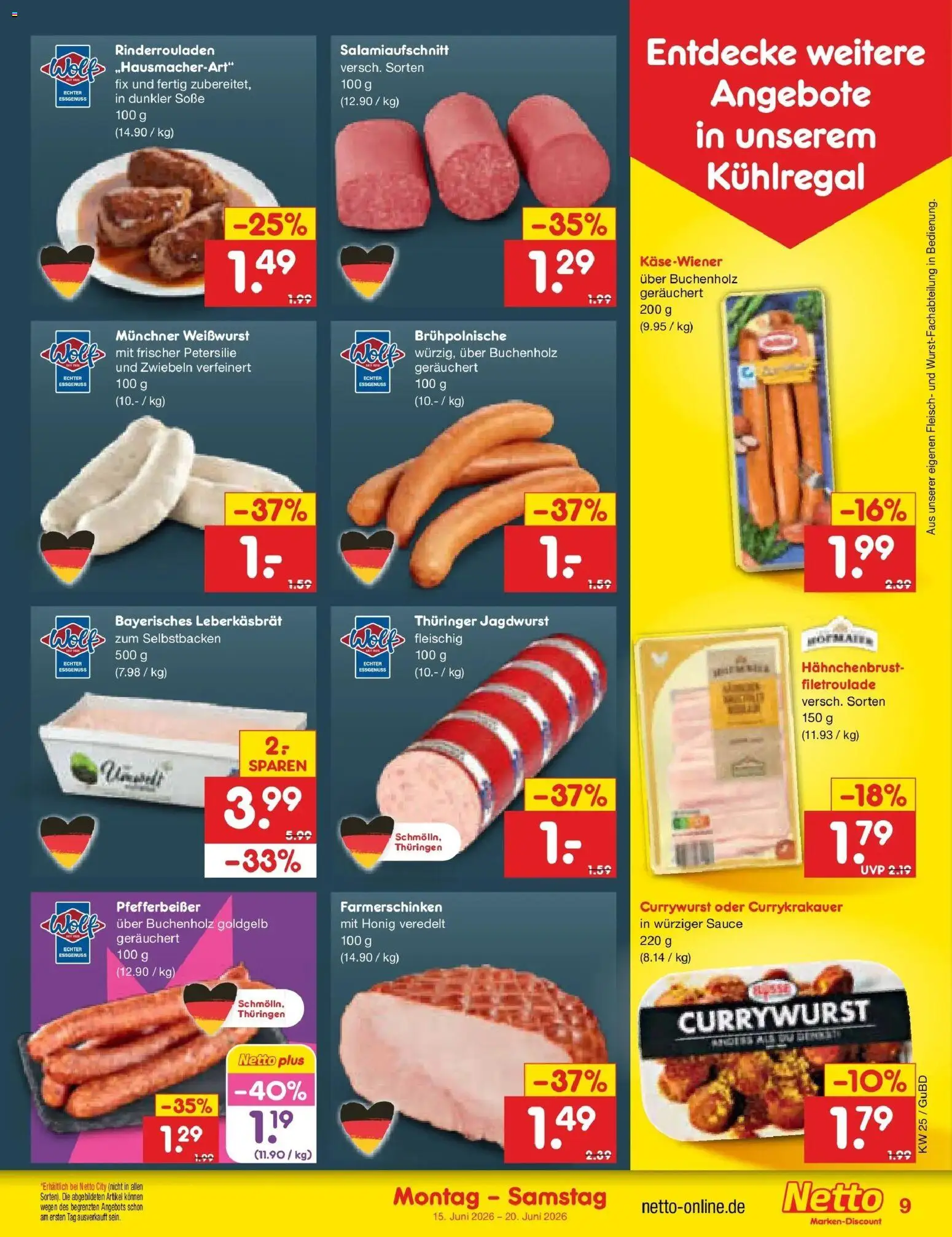 Netto Marken-Discount Prospekt Augustusburg – gültig ab 14.06.2026 | Seite: 11 | Produkte: Rinderrouladen, Weißwurst, Soße, Petersilie
