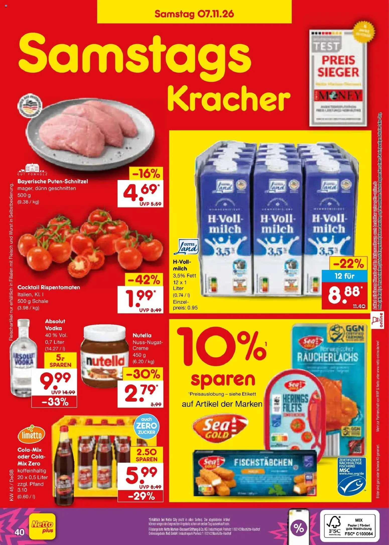 Netto Marken-Discount Prospekt Waiblingen-Bittenfeld (ab 02.11.2026) » Angebote | Seite: 60 | Produkte: Creme, Räucherlachs, Putenschnitzel, Wurst