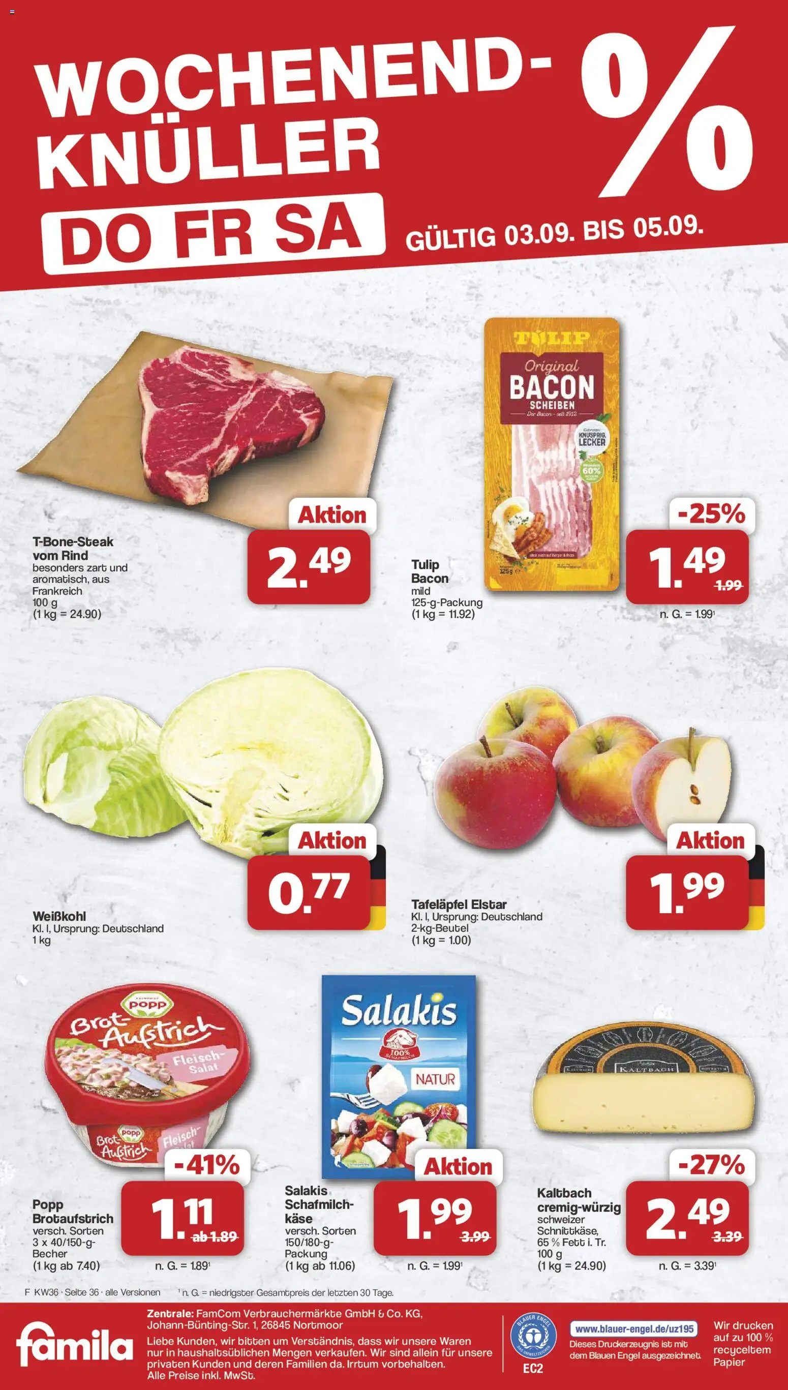 Famila Nordwest Prospekt – gültig ab 31.08.2026 | Seite: 38 | Produkte: Salakis, Brot, Fleisch, Salat