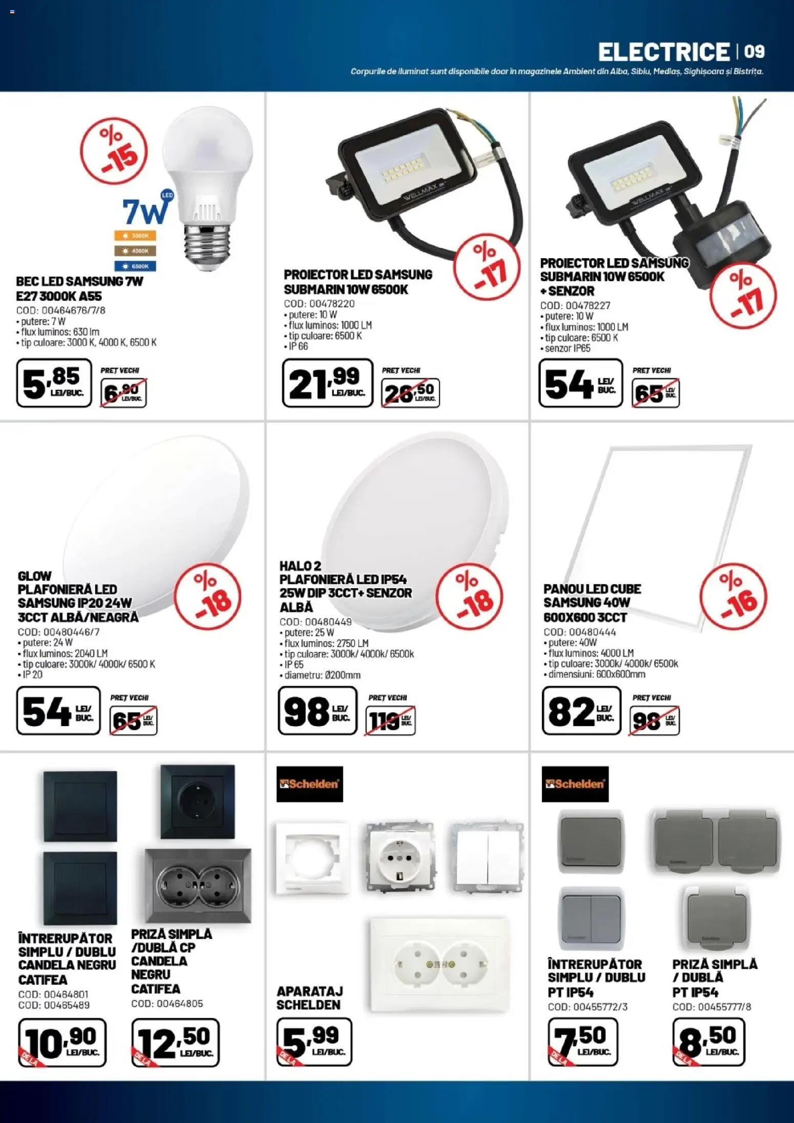 Noul catalog Ambient – valabil de la 18.08.2026 | Pagină: 9 | Produse: Alba, Plafonieră, Priză, Tip