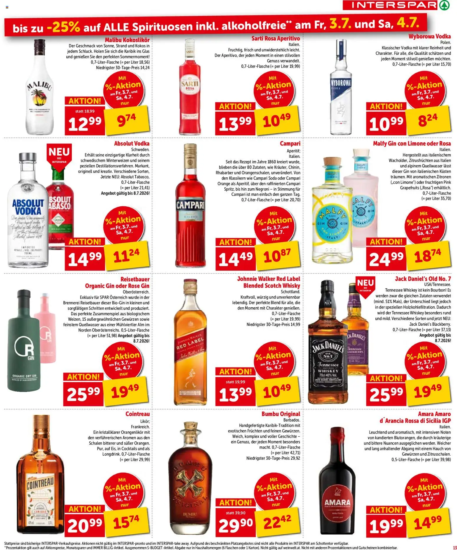 Interspar Flugblatt - Wien gültig ab 01.07.2026 | Seite: 13 | Produkte: Gin, Whiskey, Nauriit, Bourbon