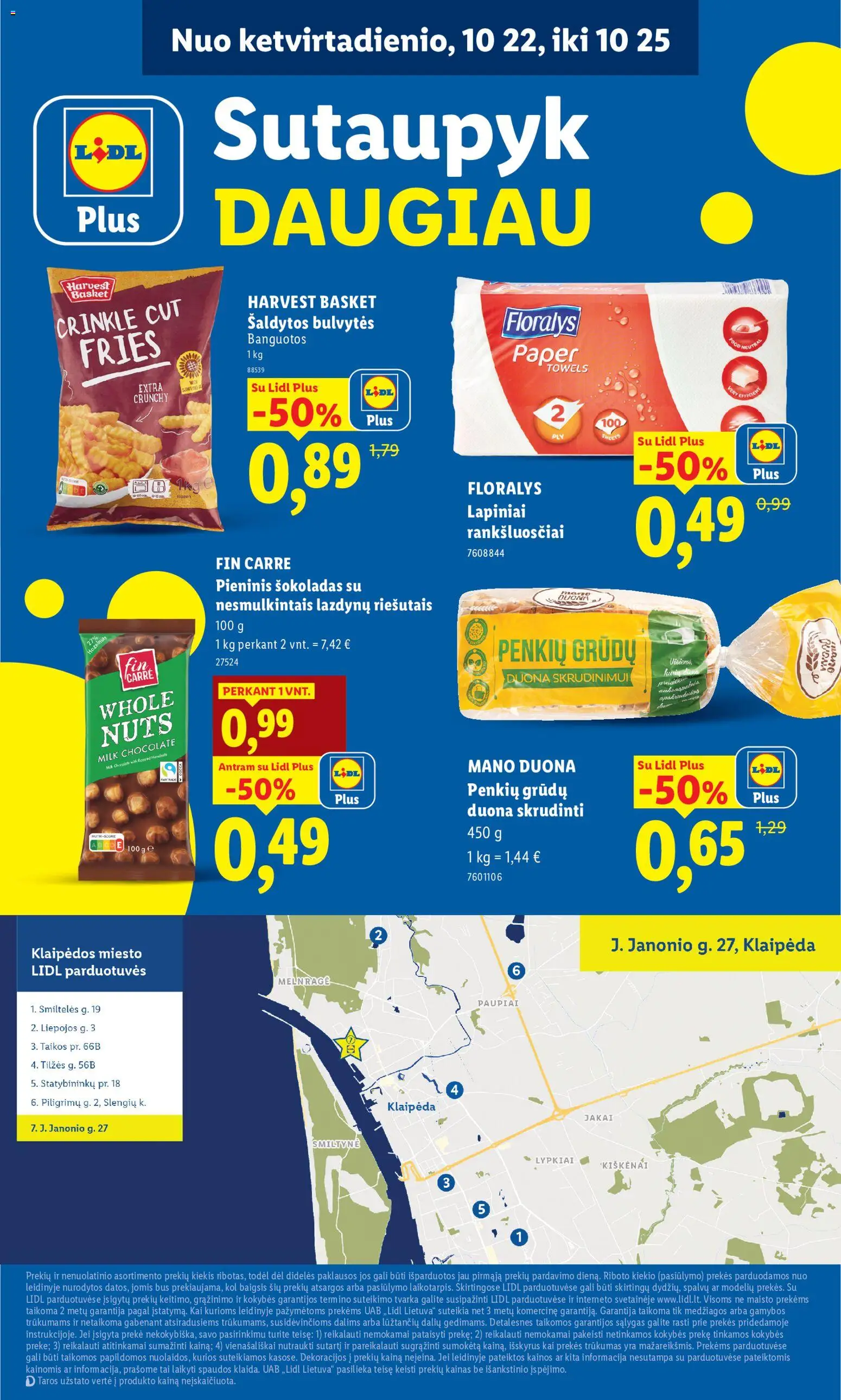 LIDL akcijos nuo 2026.10.22 | Puslapis: 8 | Prekių: Duona skrudinimui, Šaldytos bulvytės, Duona, Šokoladas