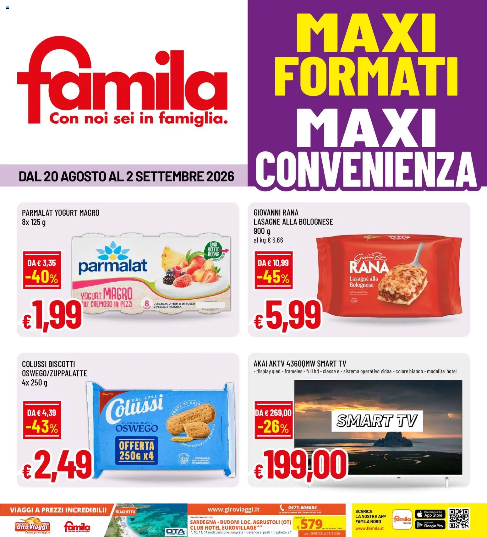 Volantino Famila del 20/08/2026 | Pagina: 1 | Prodotti: Frutti di bosco, Yogurt, Yogurt magro, TV