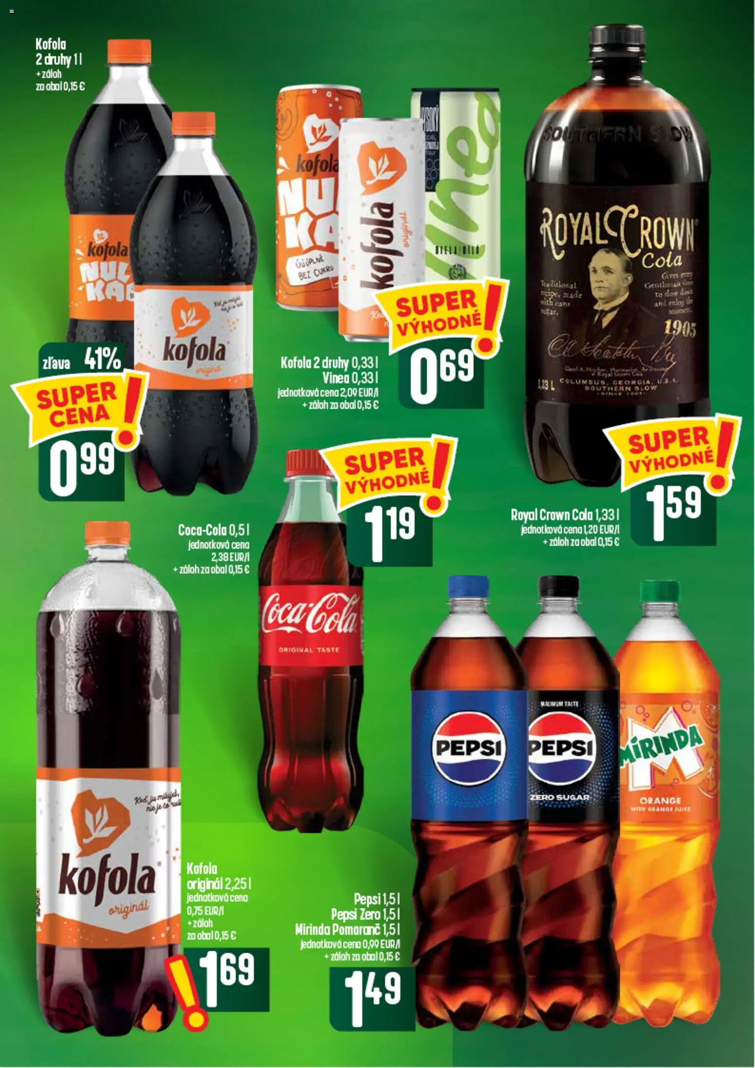 Nové COOP Jednota akcie – leták je platný od 03.09.2026 | Strana: 49 | Produkty: Kofola, Mirinda, Cola, Pepsi Zero