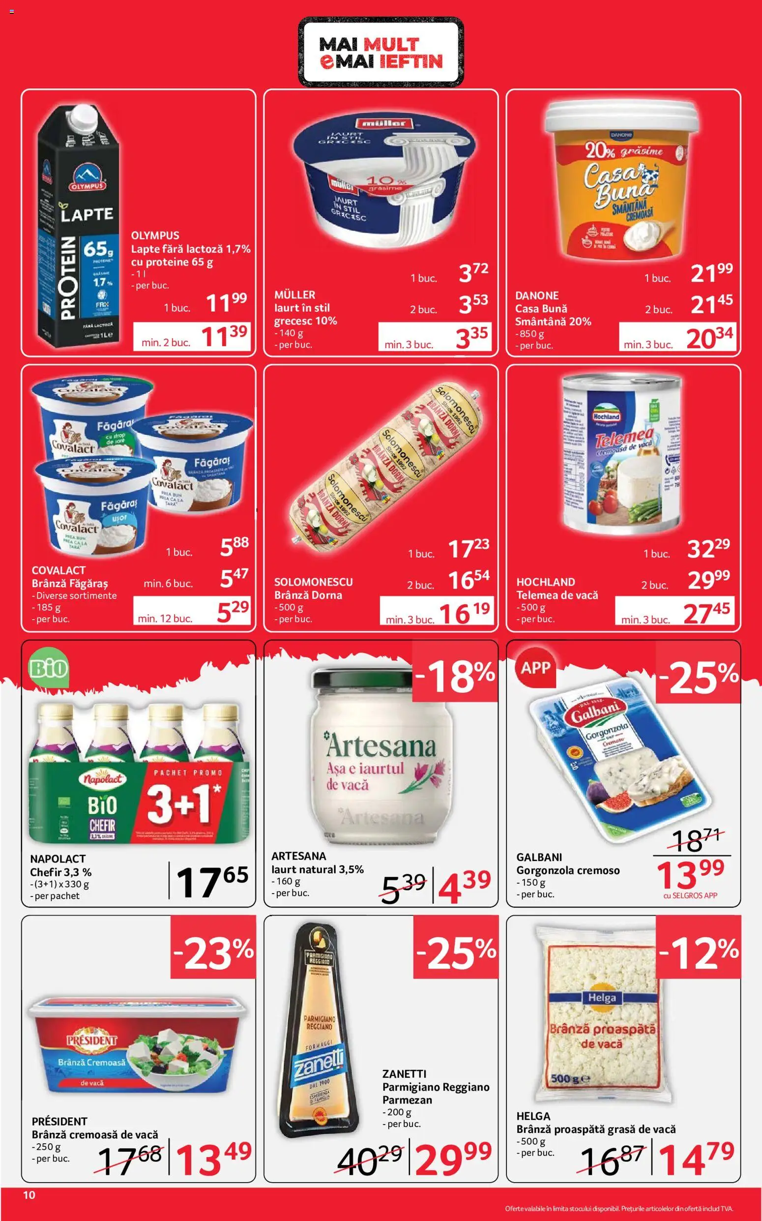 Noul catalog Selgros – valabil de la 10.07.2026 | Pagină: 10 | Produse: Proteine, Lapte, Danone, Smântână