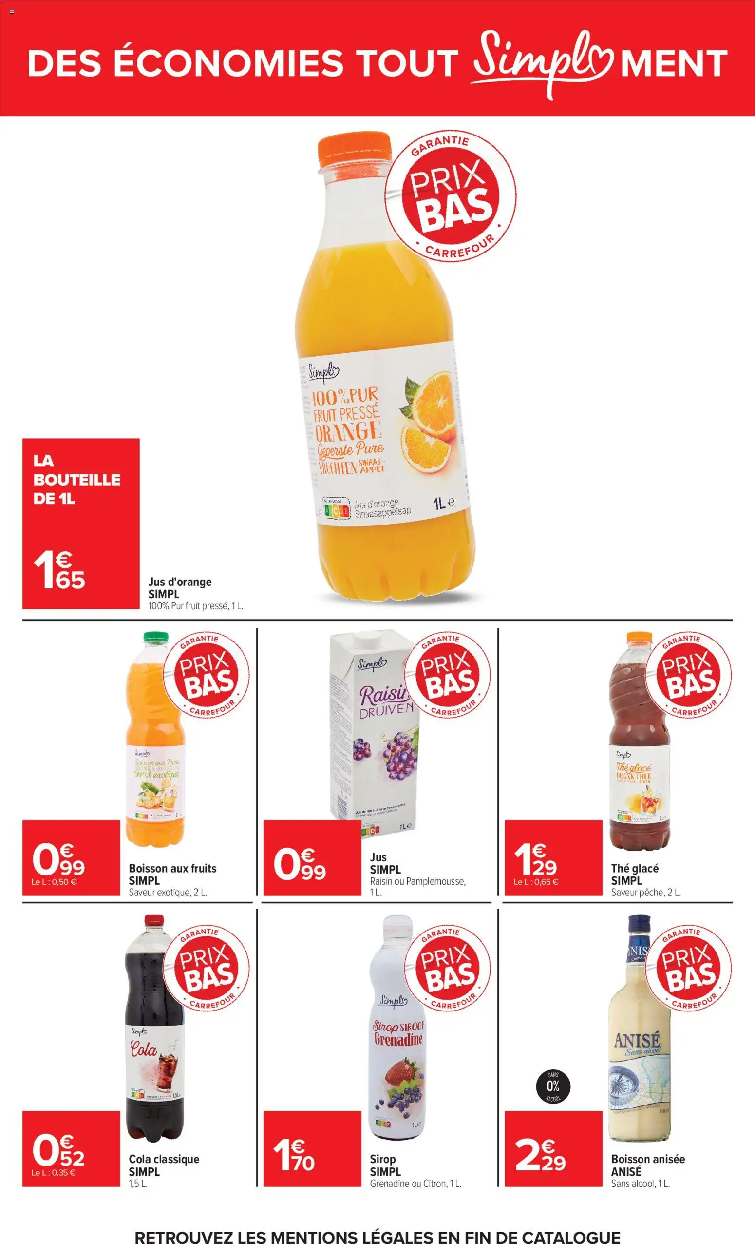 {H1} | Page: 9 | Produits: Alcool, Jus d'orange, Thé glacé, Jus
