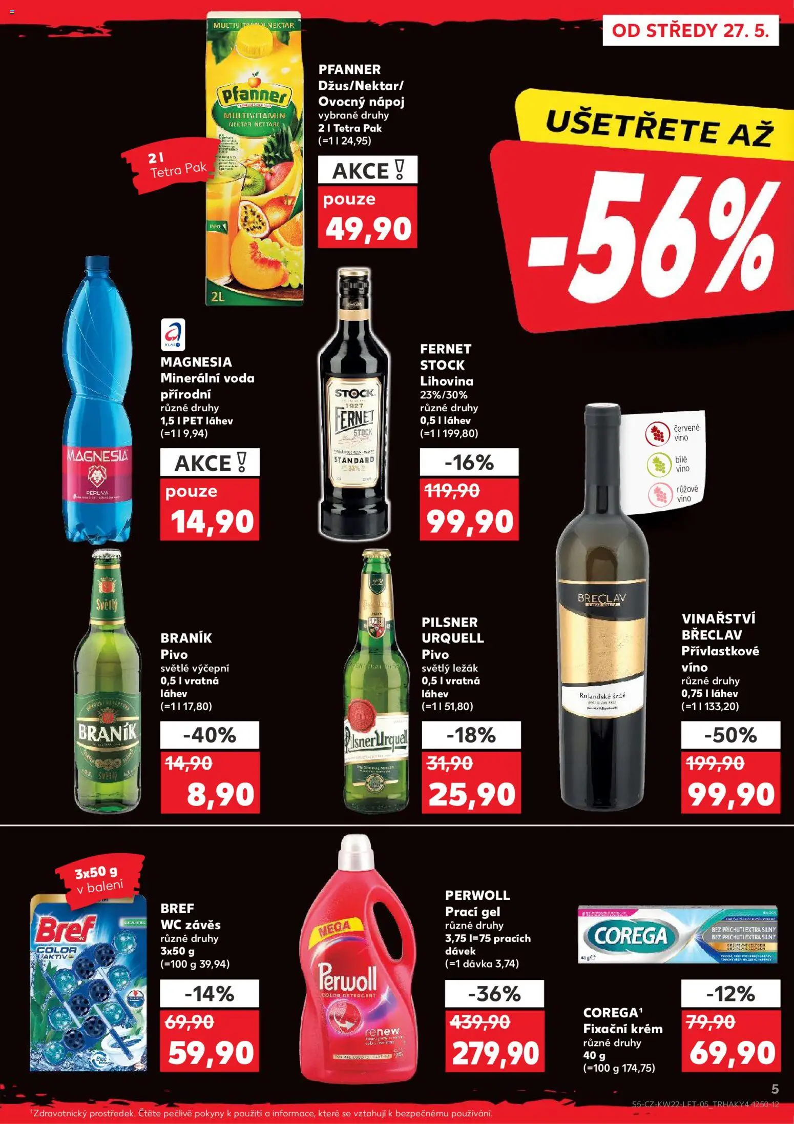 Kaufland leták - Plzeň Bory od 27.05.2026 | Strana: 5 | Produkty: Corega, Prací gel, Pilsner, Perwoll