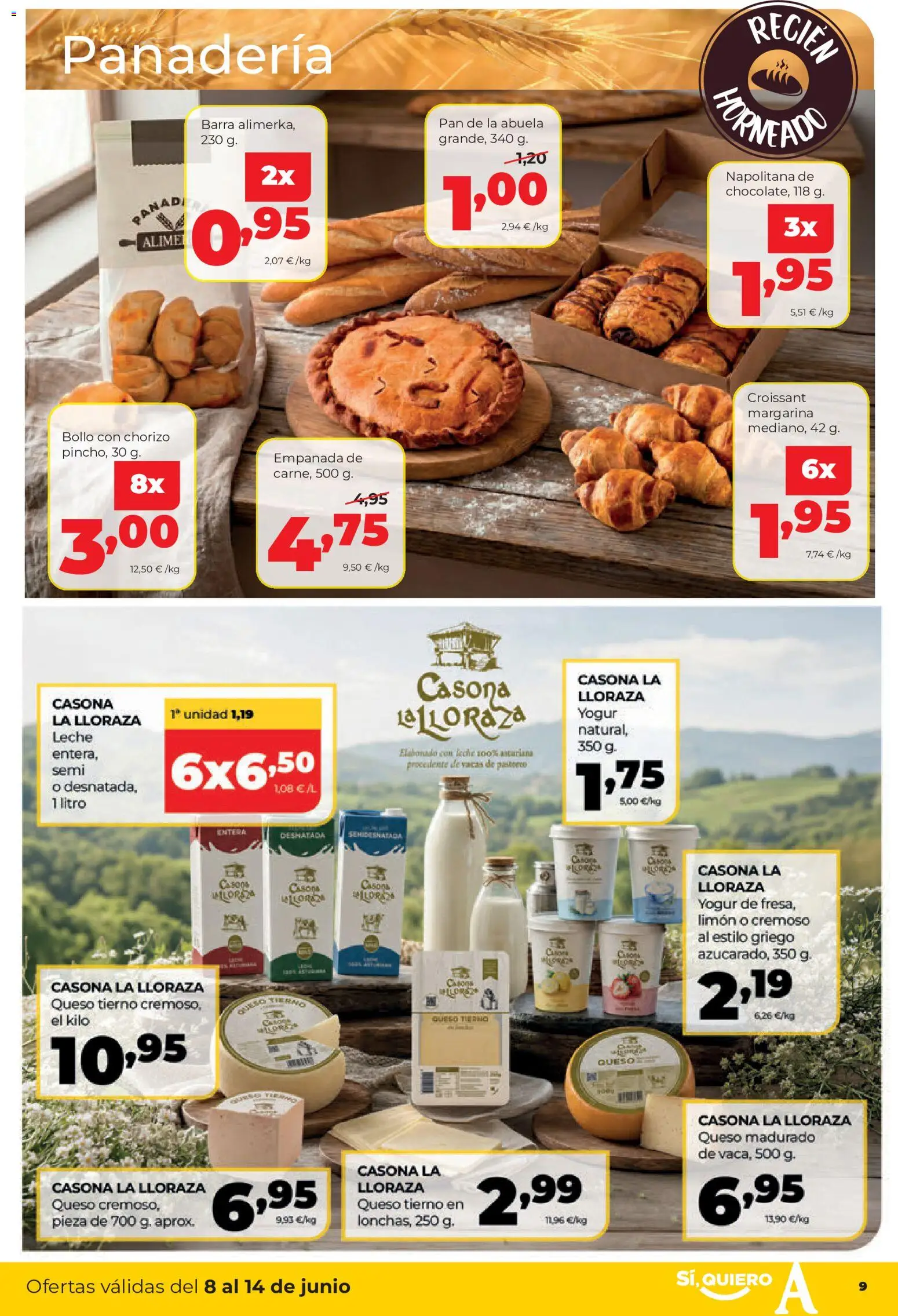 Alimerka folleto Castilla y León │ válido desde el 08.06.2026 | Página: 10 | Productos: Leche, Yogur, Pan, Croissant