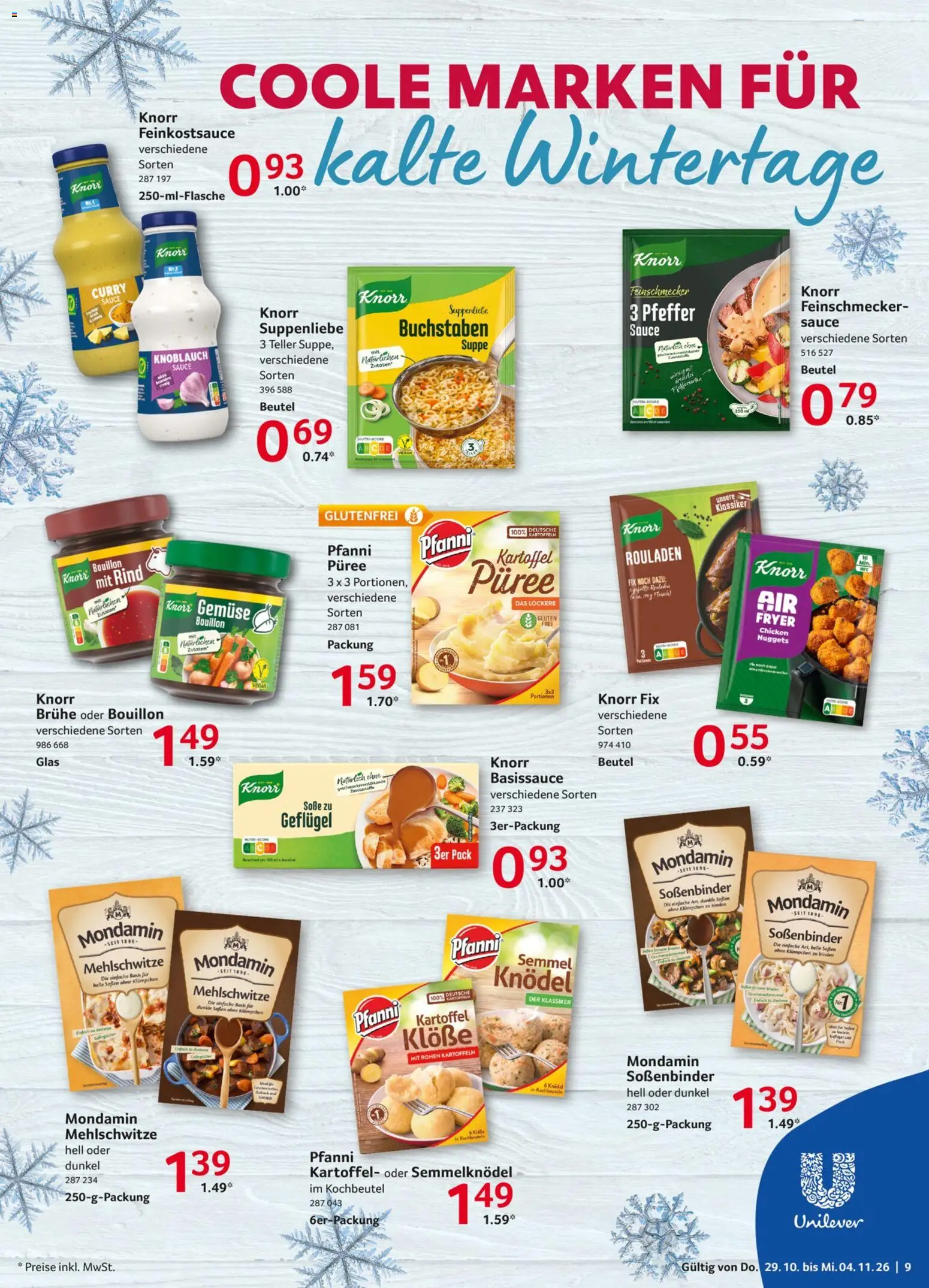Selgros Prospekt – gültig ab 29.10.2026 | Seite: 9 | Produkte: Knorr fix, Brühe, Kartoffeln, Gemüse