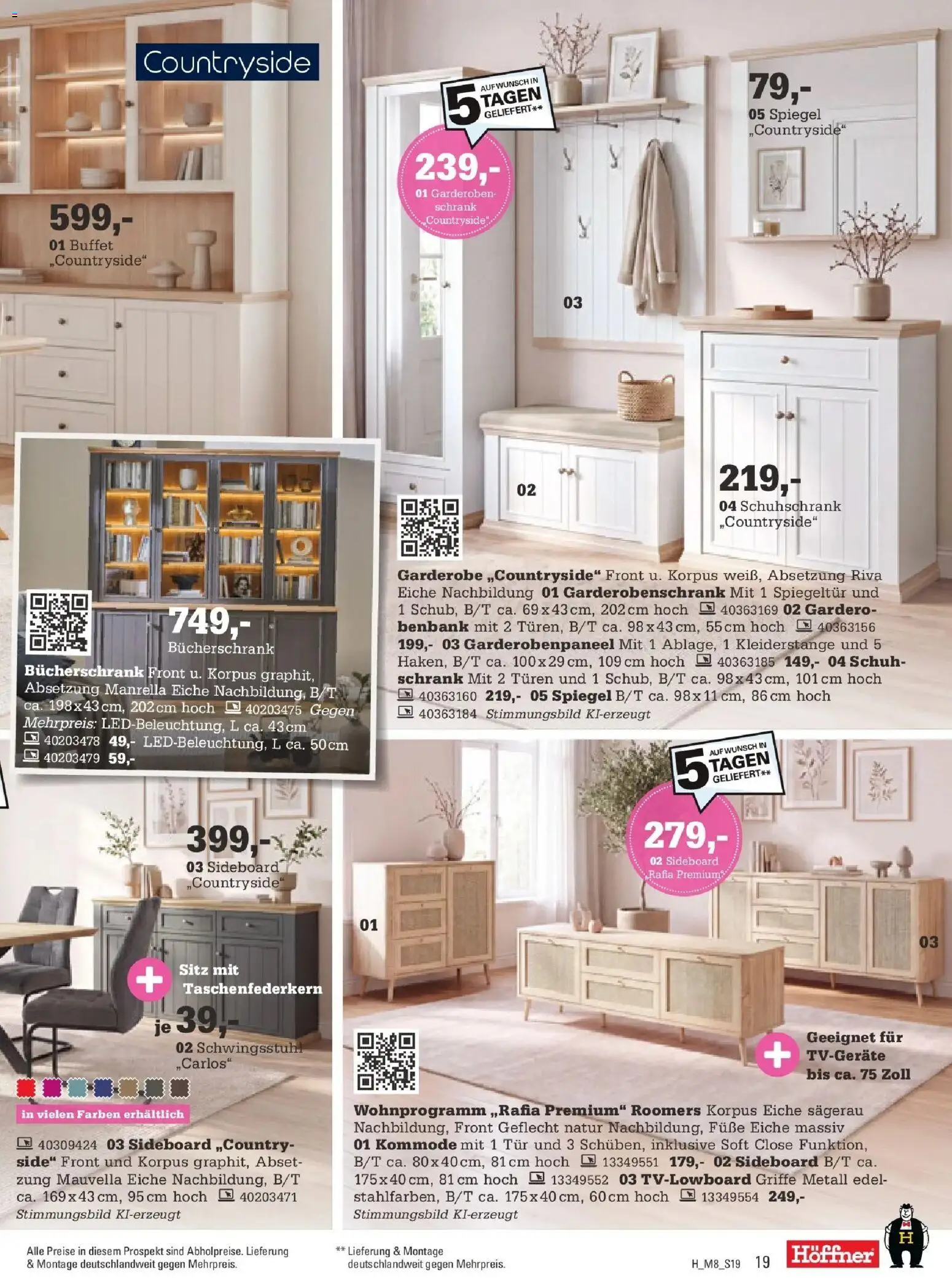 Höffner Prospekt Schönefeld (ab 09.09.2026) zum Blättern | Seite: 19 | Produkte: Sideboard, Schrank, Spiegel, Garderobenschrank