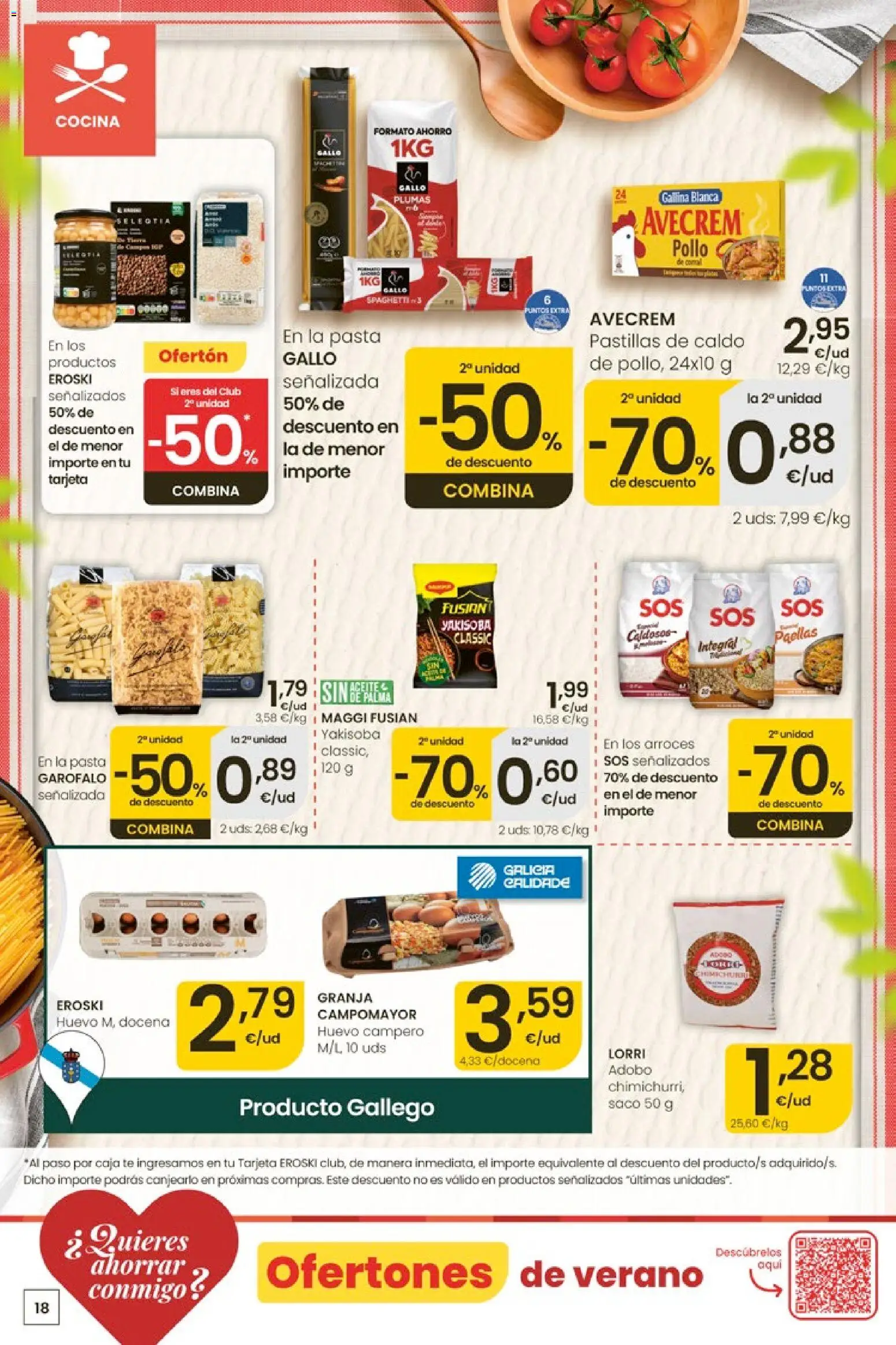 Eroski Ofertones de verano │ válido desde el 28.05.2026 | Página: 18 | Productos: Pasta, Té, Cocina, Caja