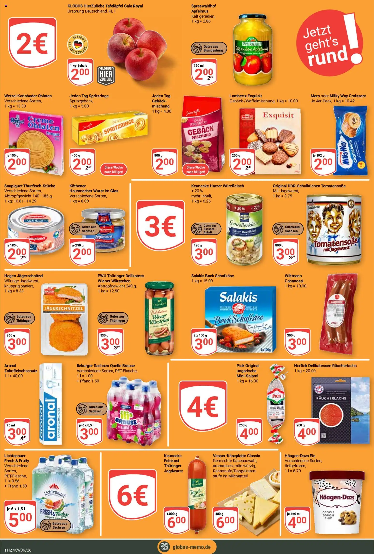 Globus Prospekt Theißen – gültig ab 21.09.2026 | Seite: 25 | Produkte: Mars, Räucherlachs, Salakis, Eis