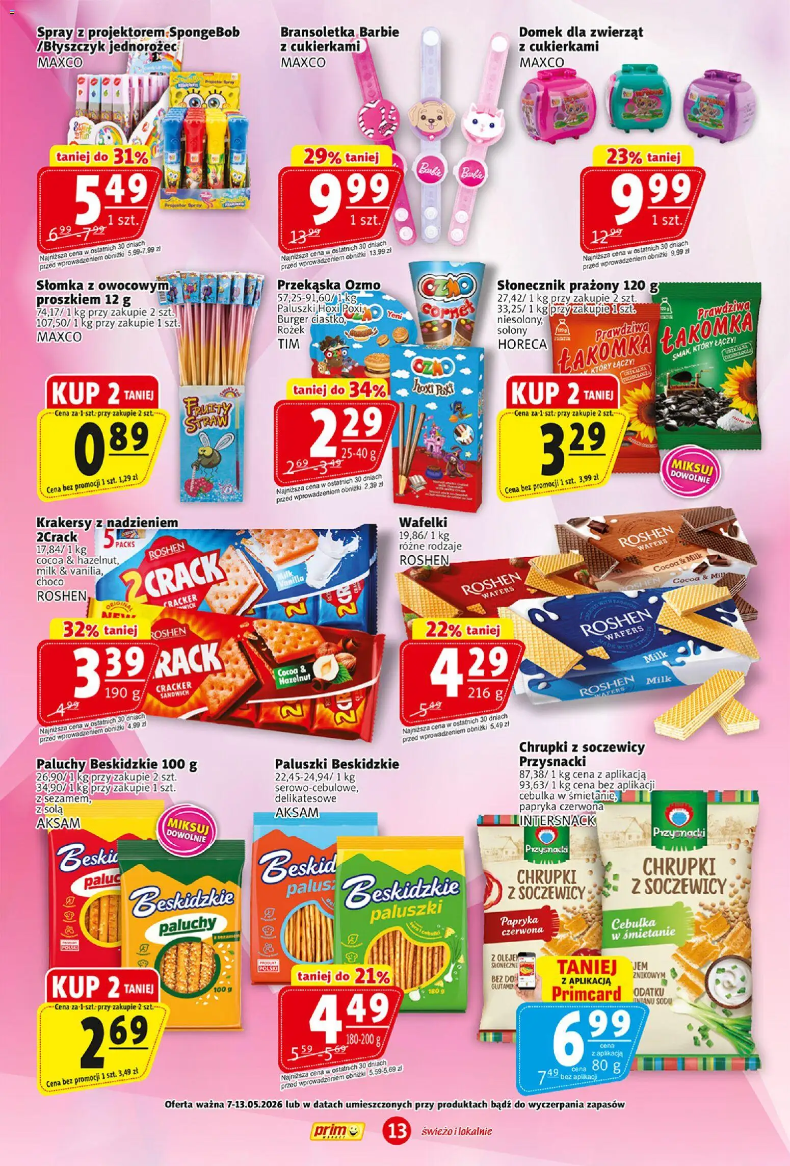 Prim Market gazetka od 07.05.2026 | Strona: 13 | Produkty: Bransoletka, Chrupki, Barbie, Papryka czerwona
