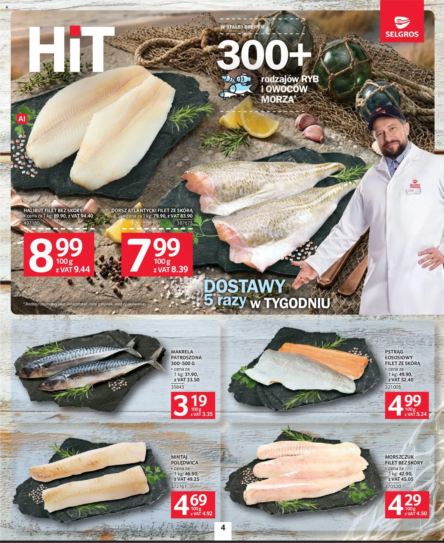 Selgros cash&carry gazetka od 22.10.2026 | Strona: 4 | Produkty: Dorsz atlantycki, Pstrąg, Halibut, Makrela