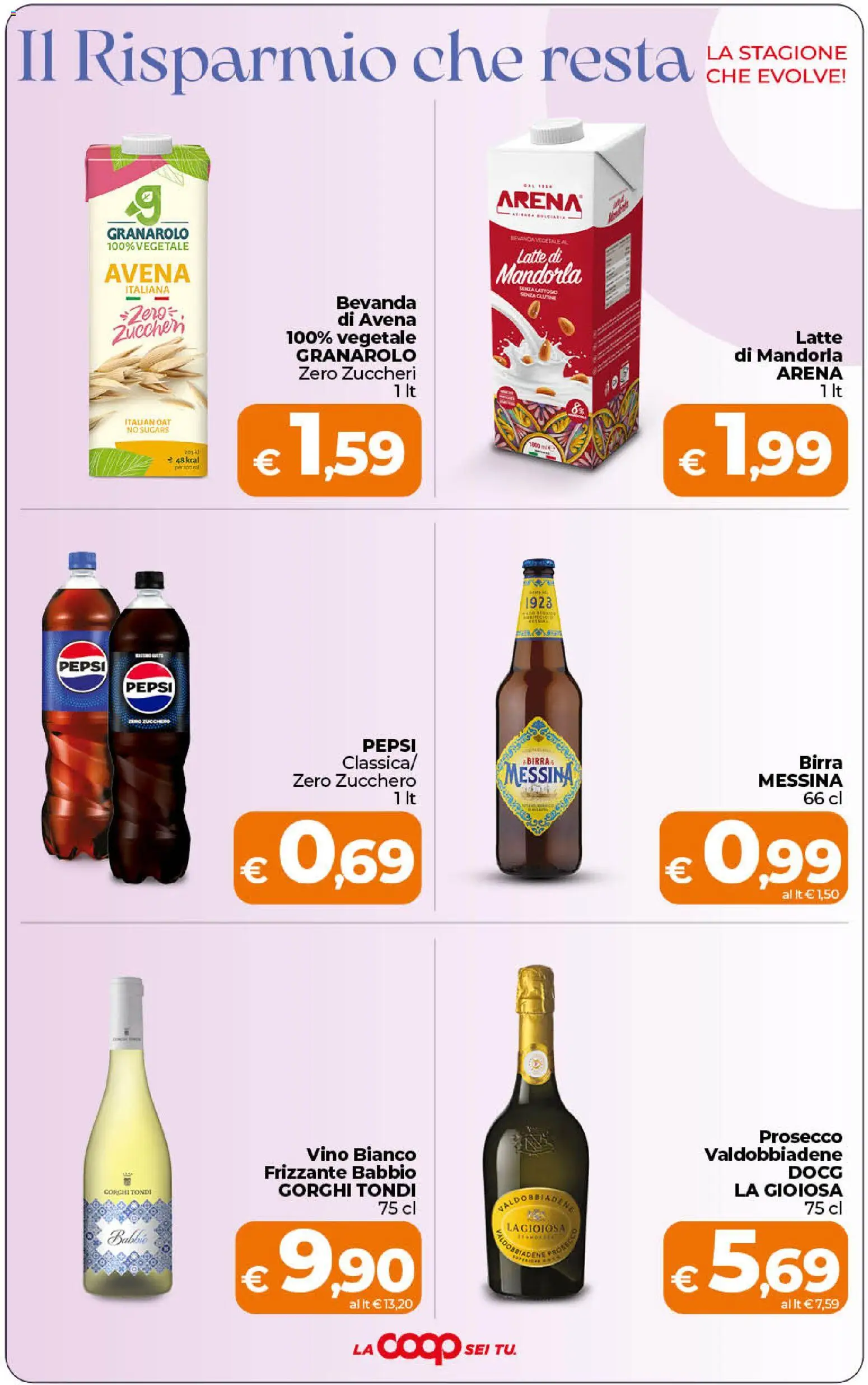 Volantino Ipercoop del 21/08/2026 | Pagina: 5 | Prodotti: Birra, Mandorla, Latte, Vino bianco