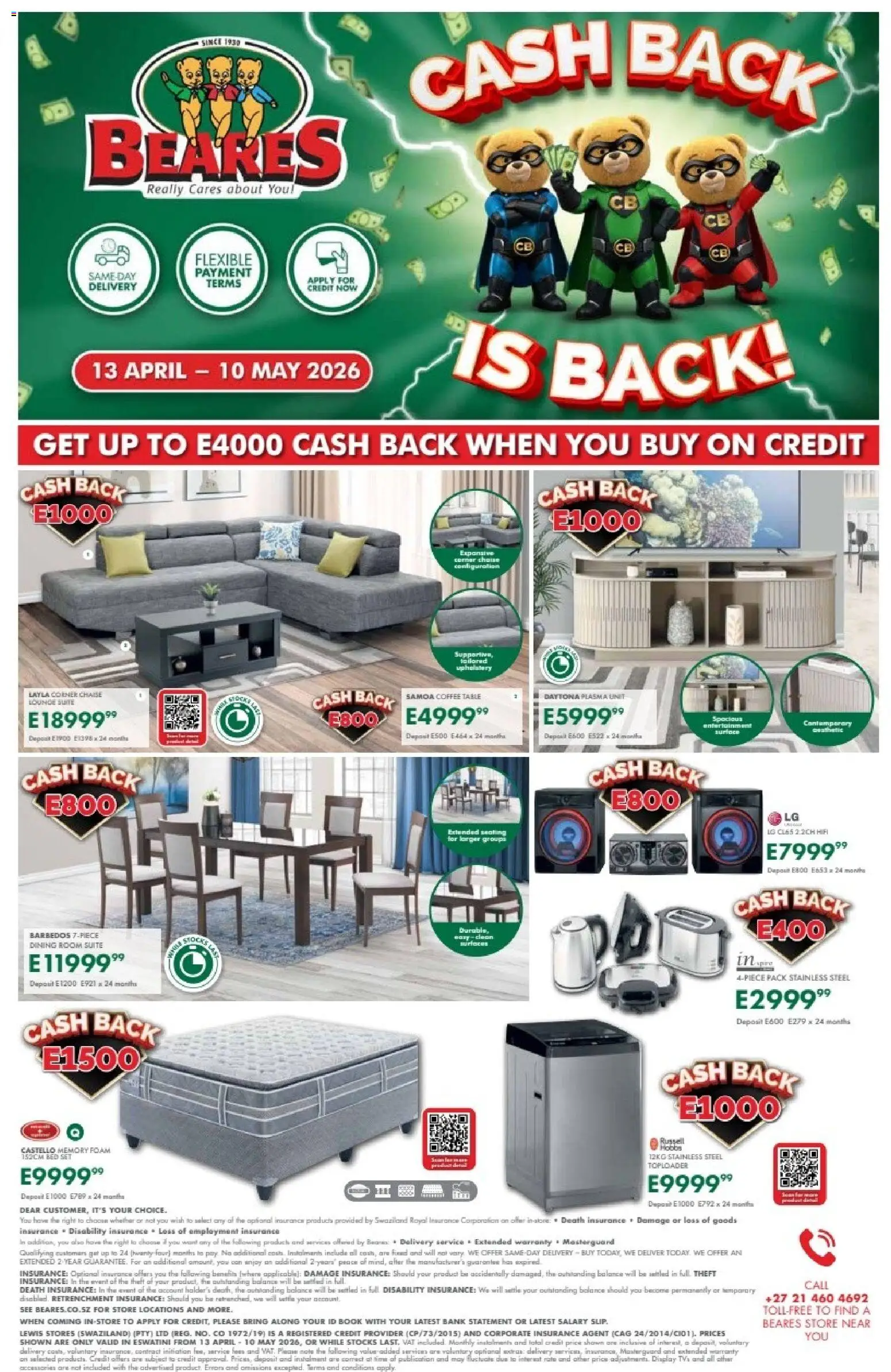 New Beares catalogue – valid from 13.04.2026 | Page: 16 | Products: Dining room suite, Lounge suite, Chaise, Foam