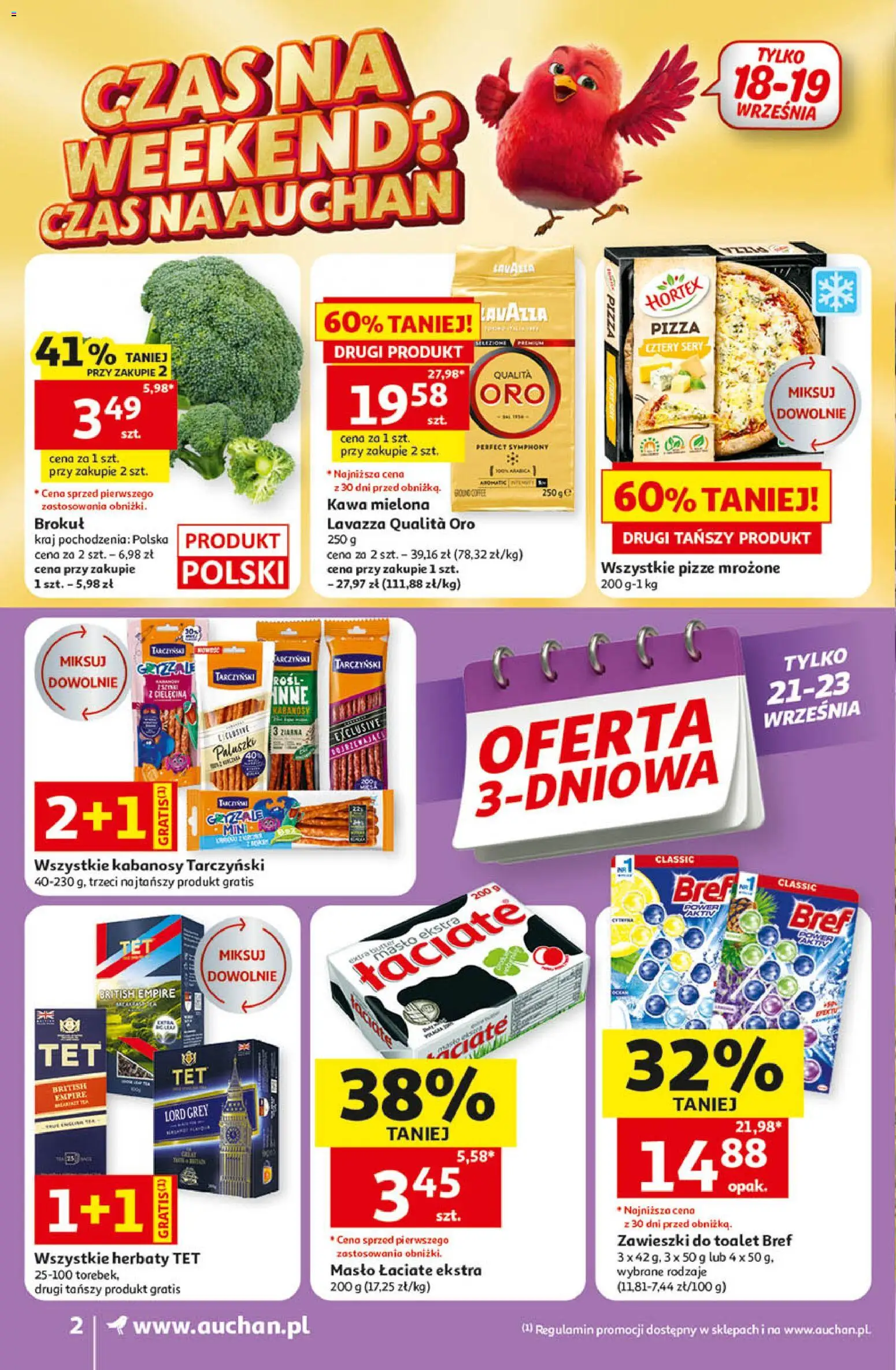 Auchan gazetka od 17.09.2026 | Strona: 2 | Produkty: Kabanosy Tarczyński, Paluszki, Masło, Cielęcina