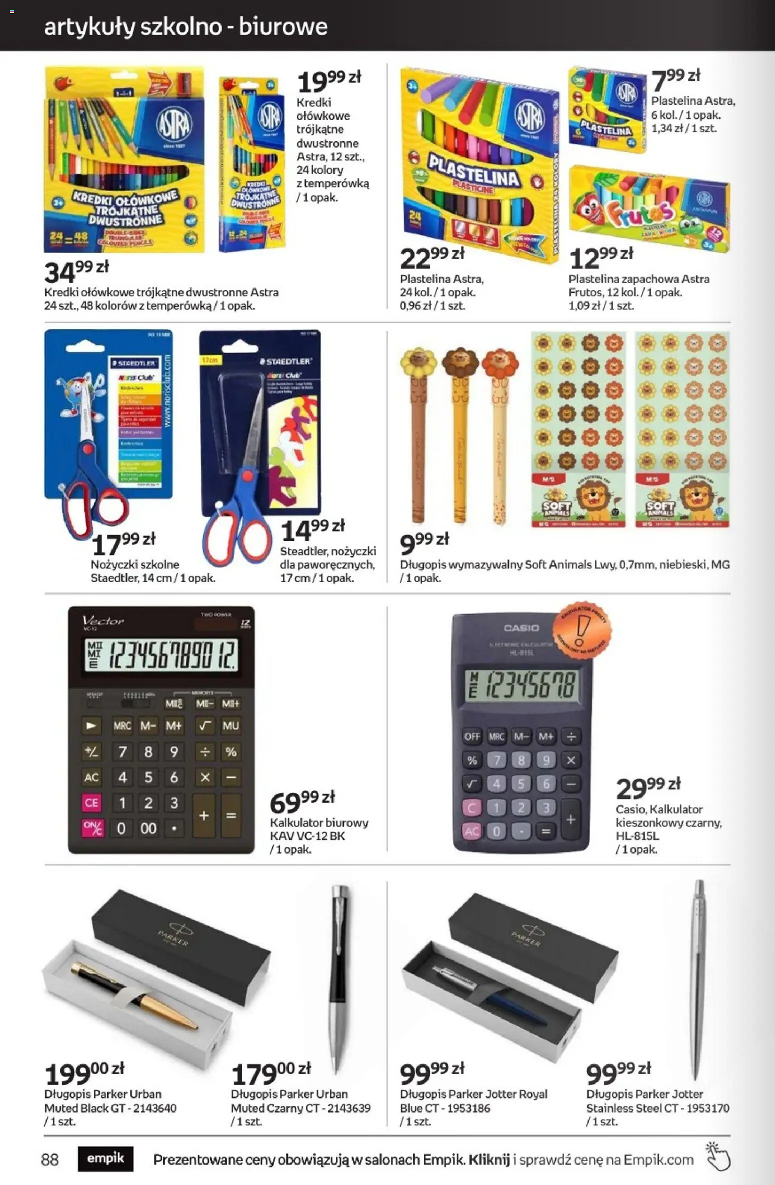 Empik promocje - Tom kultury Zabawki od 09.08.2026 | Strona: 16 | Produkty: Kalkulator, Plastelina, Temperówka, Kredki