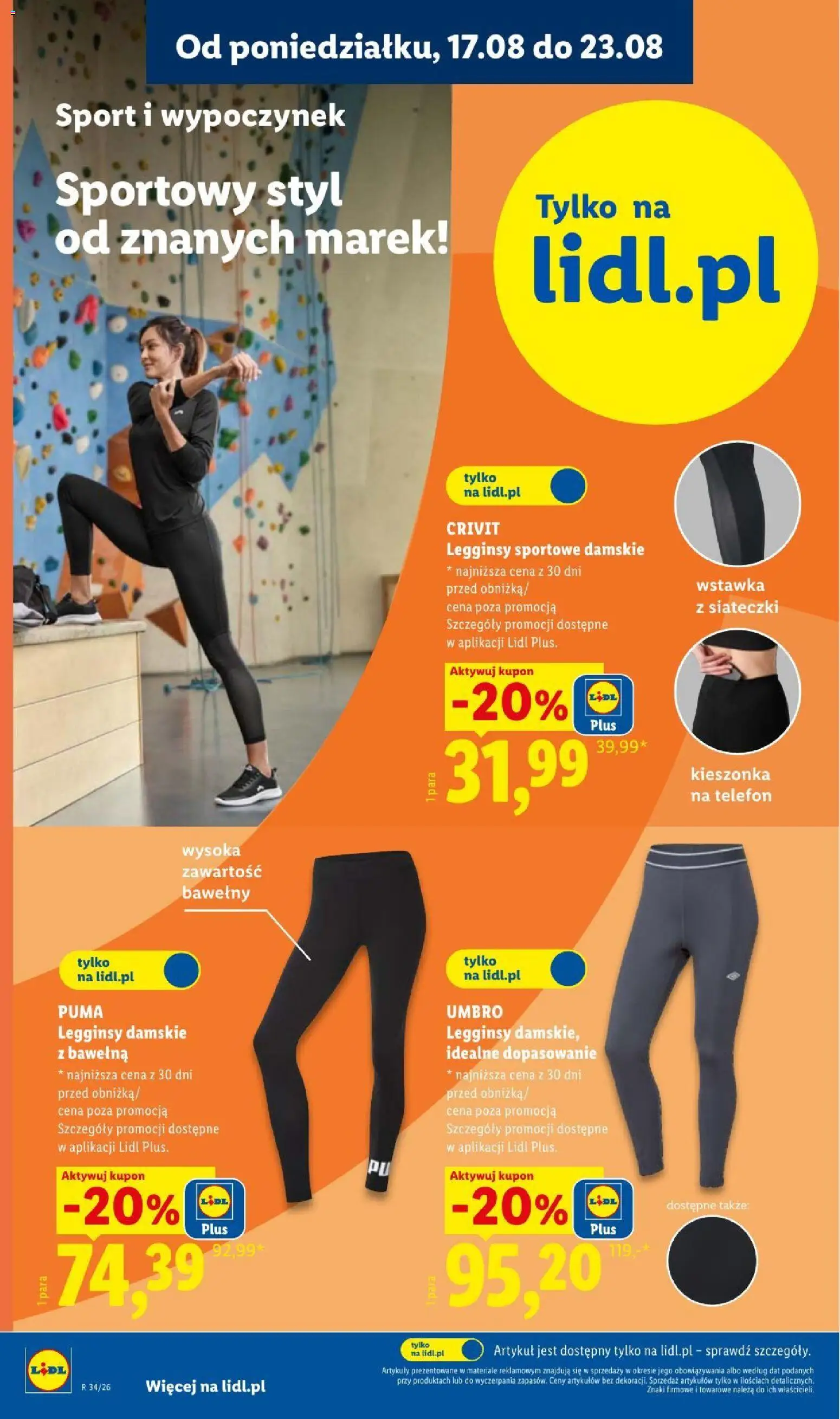Lidl gazetka od 17.08.2026 | Strona: 22 | Produkty: Legginsy, Telefon, Legginsy damskie