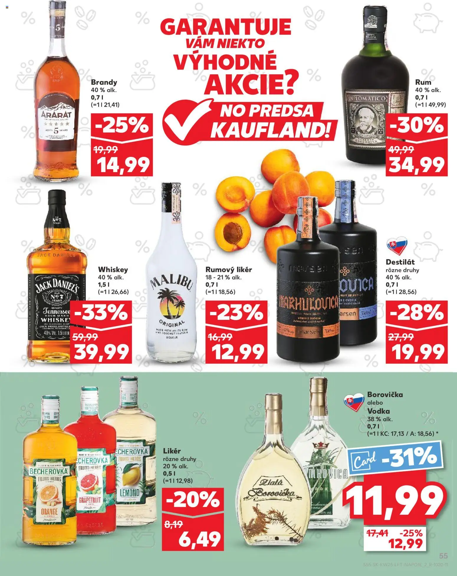 Nové Kaufland akcie – leták je platný od 18.06.2026 | Strana: 55 | Produkty: Diplomatico, Brandy, Vodka, Rum