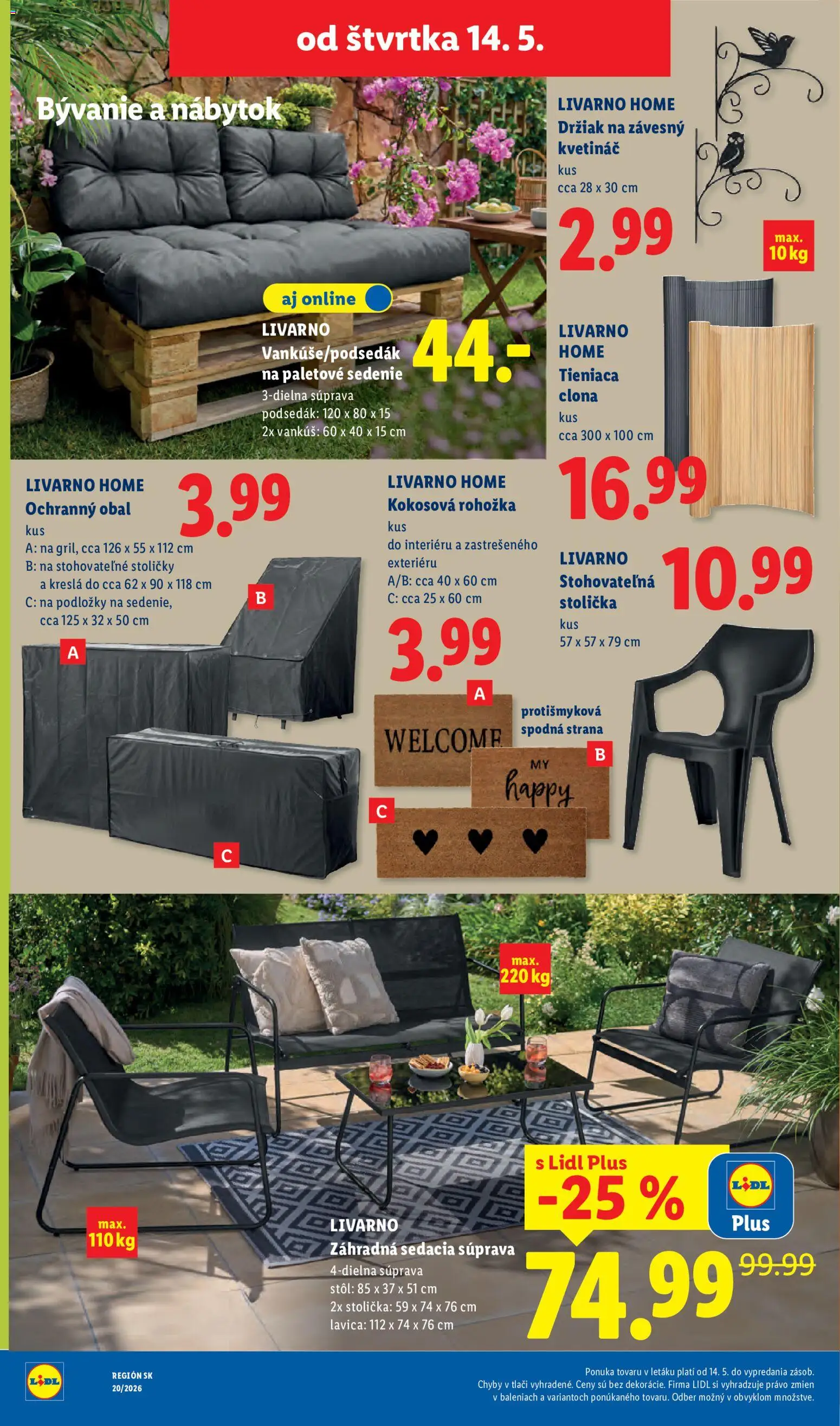 Nové Lidl akcie – leták je platný od 11.05.2026 | Strana: 74 | Produkty: Nábytok, Kreslá, Sedacia súprava, Stoličky