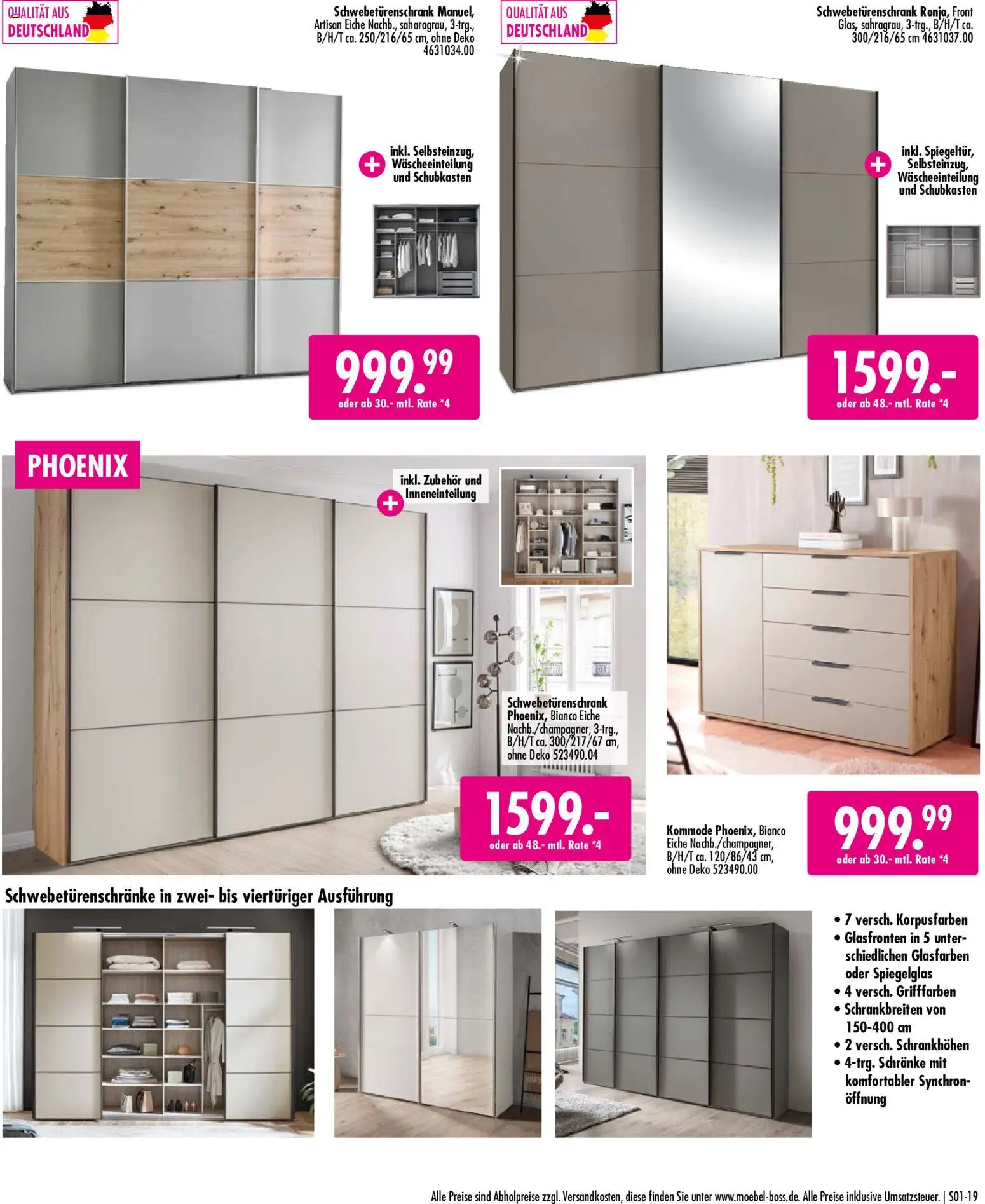 SB Möbel Boss Mach Dein Schlafzimmer zur Wohlfühlzone – gültig ab 02.10.2026 | Seite: 19 | Produkte: Kommode, Schwebetürenschrank
