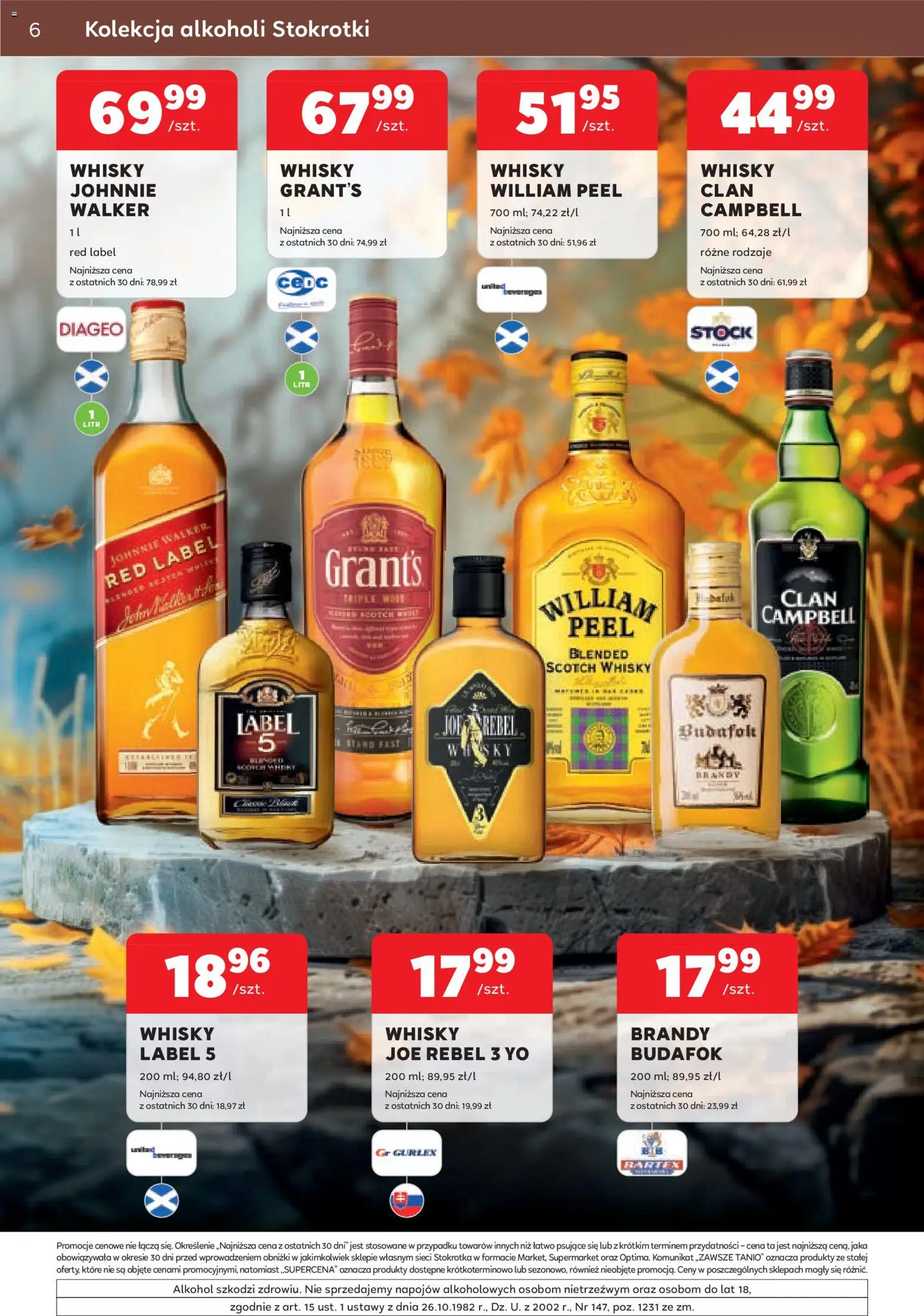 Stokrotka gazetka - Oferta alkoholowa od 01.10.2026 | Strona: 6 | Produkty: William Peel, Grant's, Label 5, Red label