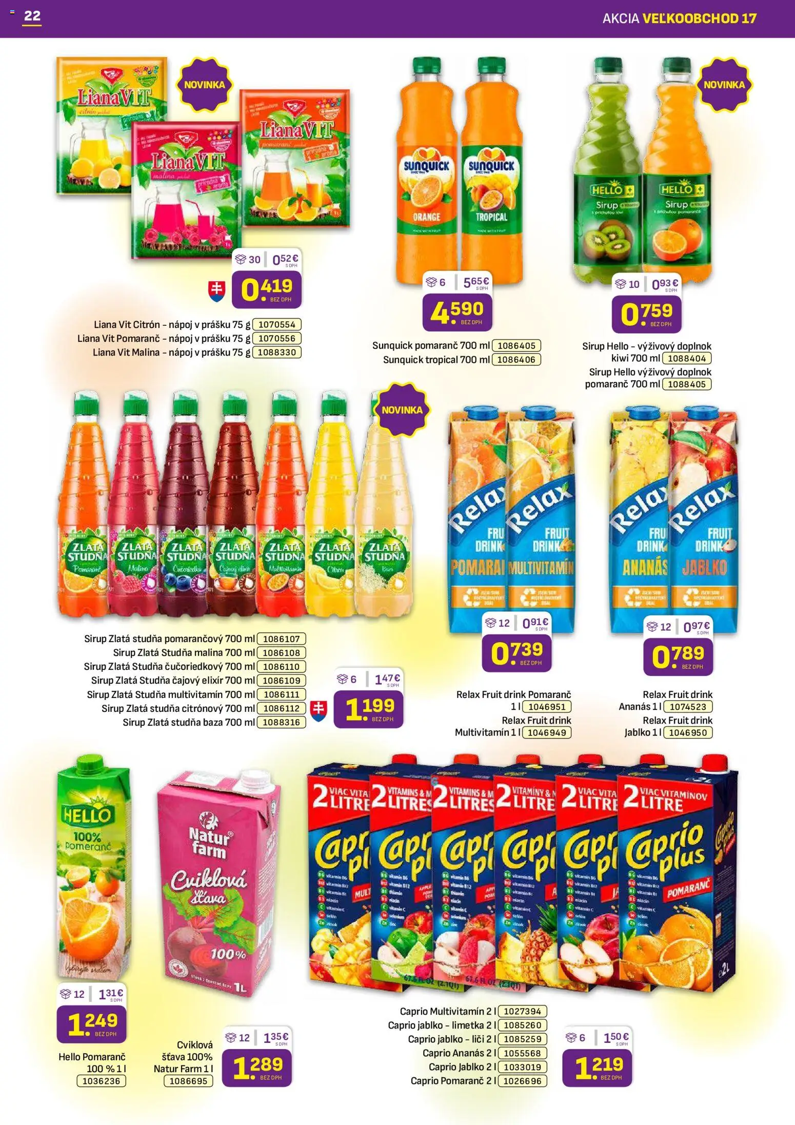 Nové Libex akcie – leták je platný od 24.08.2026 | Strana: 22 | Produkty: Multivitamín, Sirup, Ananás, Kiwi