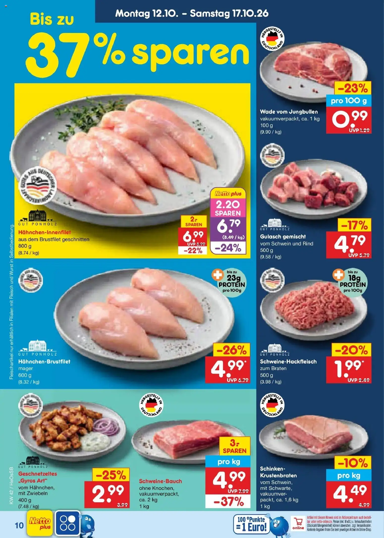 Netto Marken-Discount Prospekt Rostock – gültig ab 12.10.2026 | Seite: 12 | Produkte: Zwiebeln, Wurst, Schinken, Fleisch