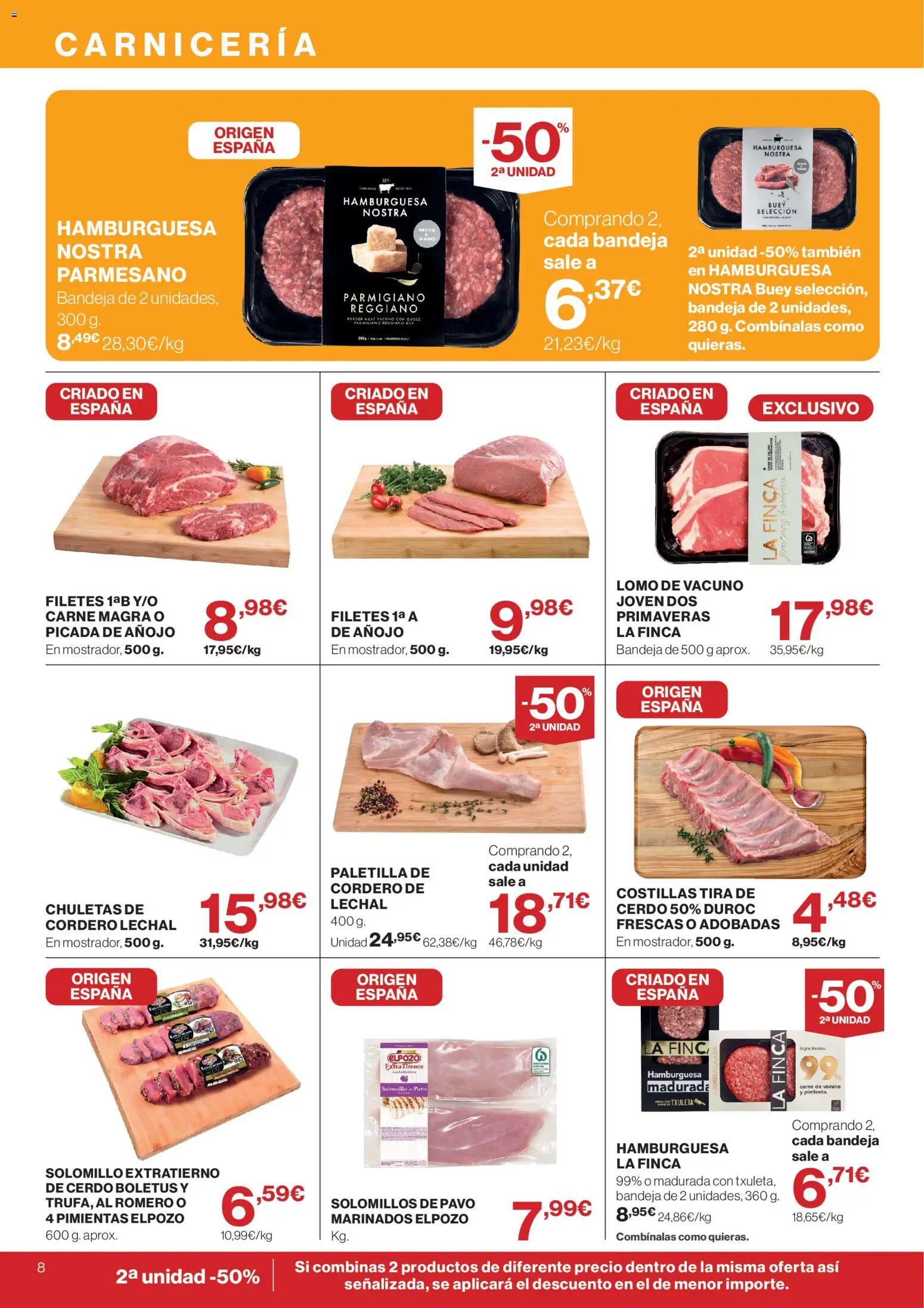 Hipercor catálogo │ válido desde el 15/10/2026 | Página: 8 | Productos: Cerdo, Cordero, Bandeja, Pavo