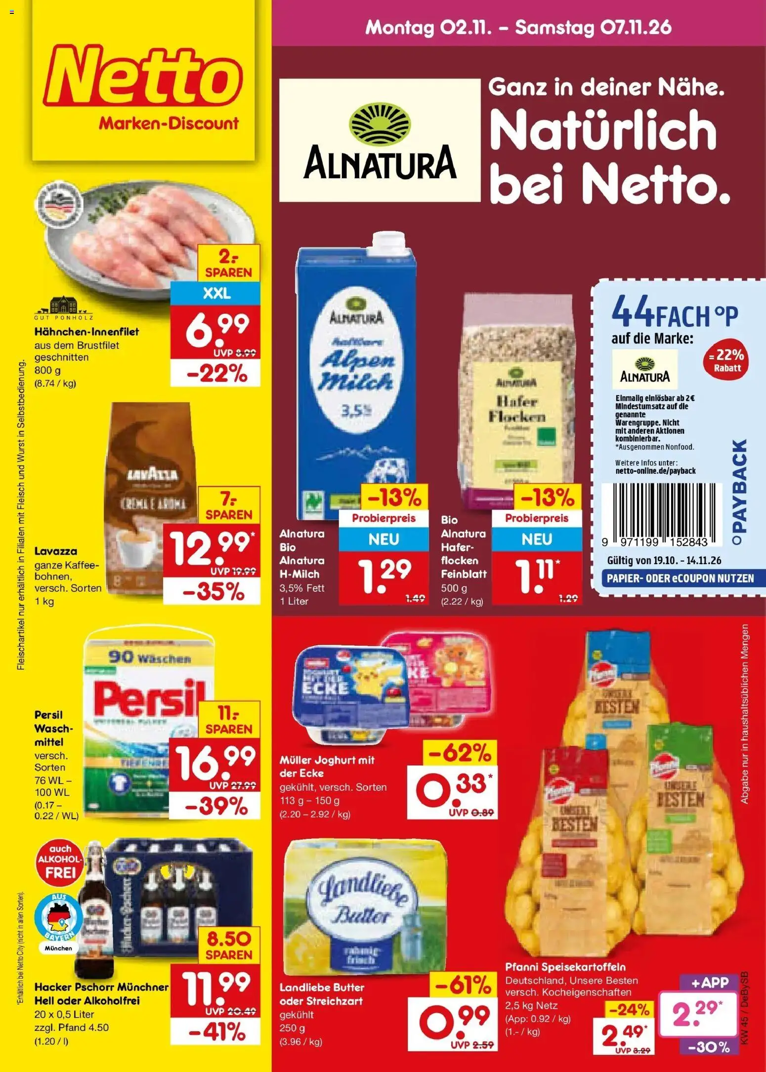 Netto Marken-Discount Prospekt Stuttgart – gültig ab 02.11.2026 | Seite: 1 | Produkte: Butter, Joghurt, Kaffee, Fleisch