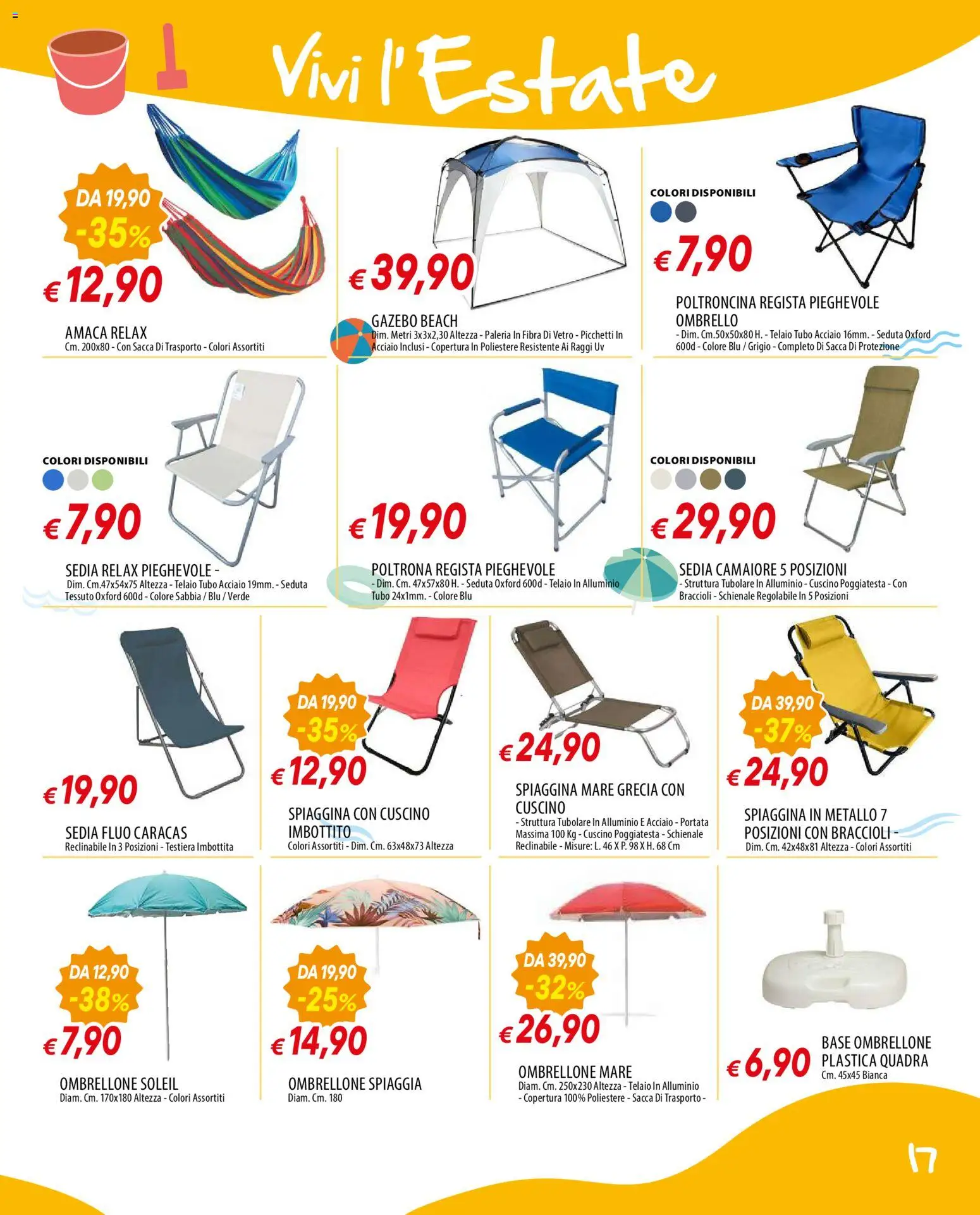 Volantino Famila del 28.05.2026 | Pagina: 17 | Prodotti: Braccioli, Ombrello, Alluminio, Sedia