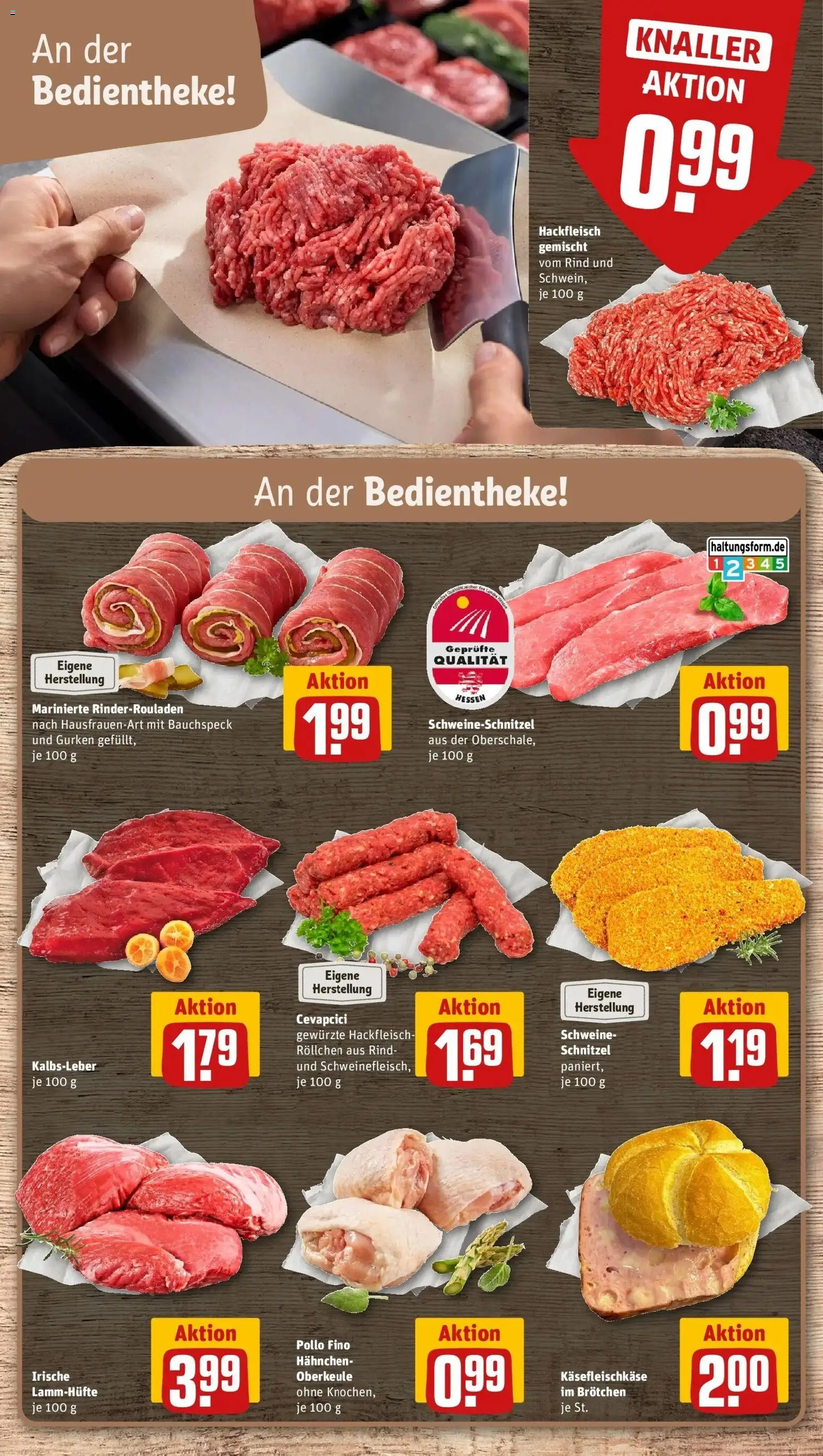 REWE Prospekt ab 28.09.2026 zum Blättern » Angebote | Seite: 14 | Produkte: Cevapcici, Schnitzel, Kalbsleber, Hackfleisch